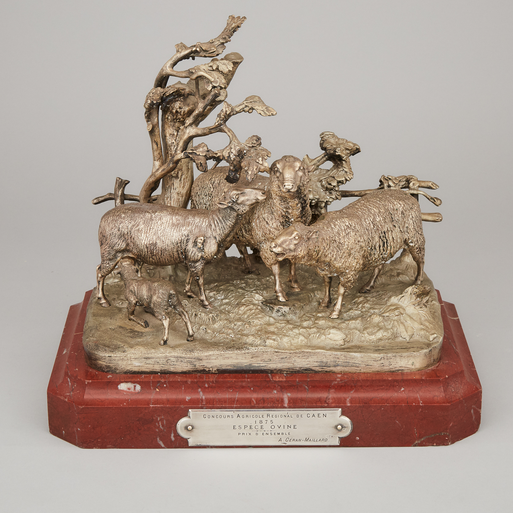 French Silvered Bronze Agricultural Trophy by Emile Froment Meurice (1837-1913), Paris, 1875