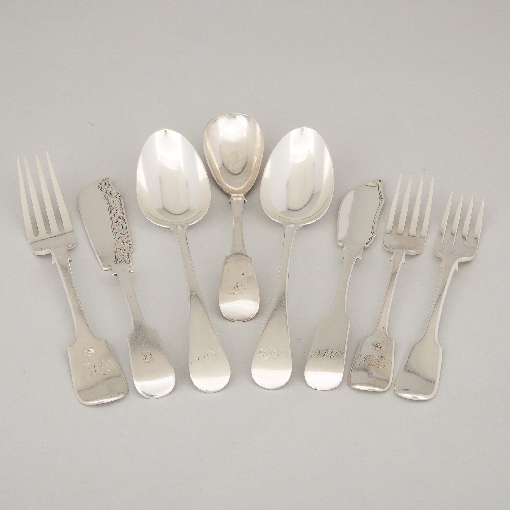 Group of Canadian Silver Flatware, various makers, 19th century