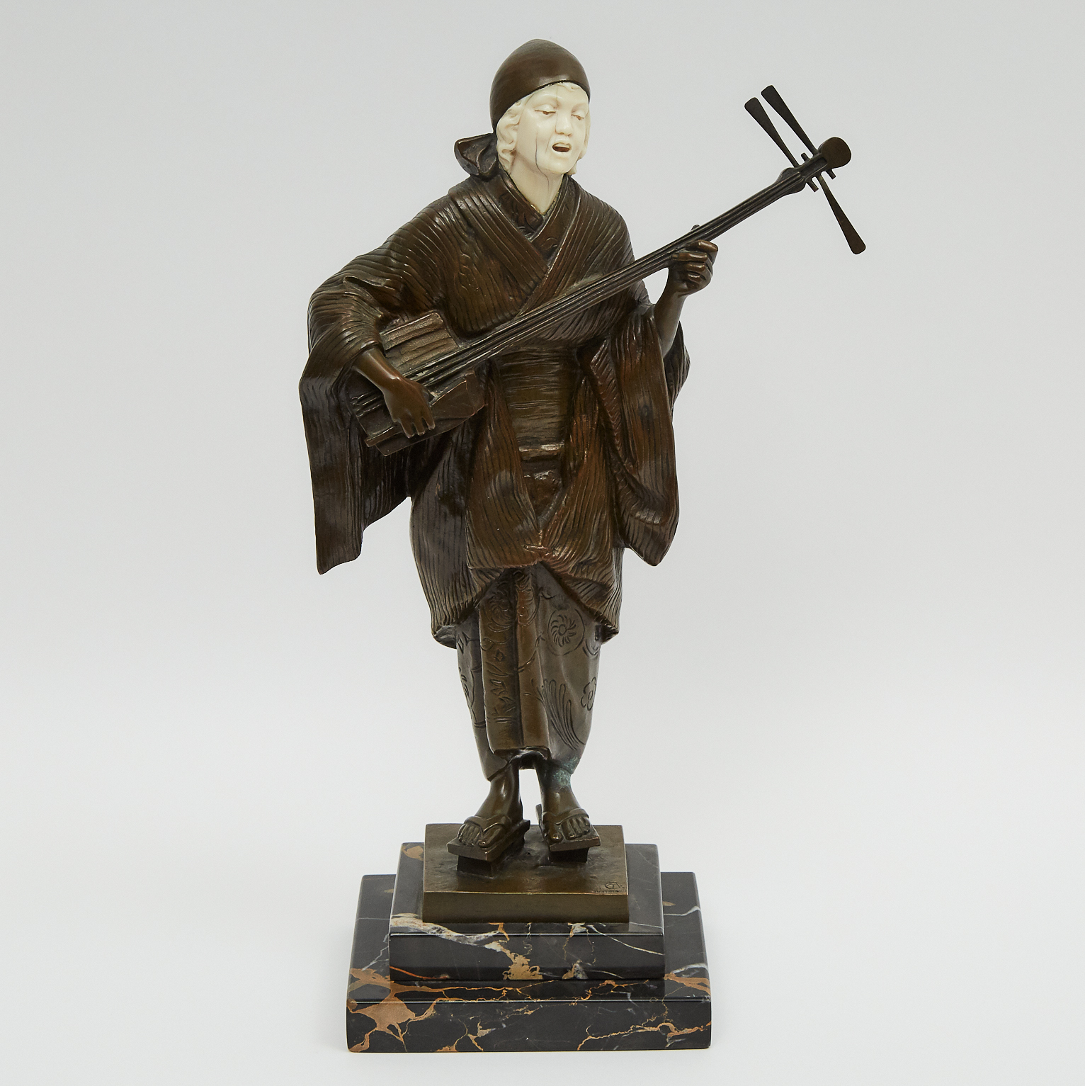 Austrian Orientalist Bronze and Ivory Figure of a Musician, early 20th century