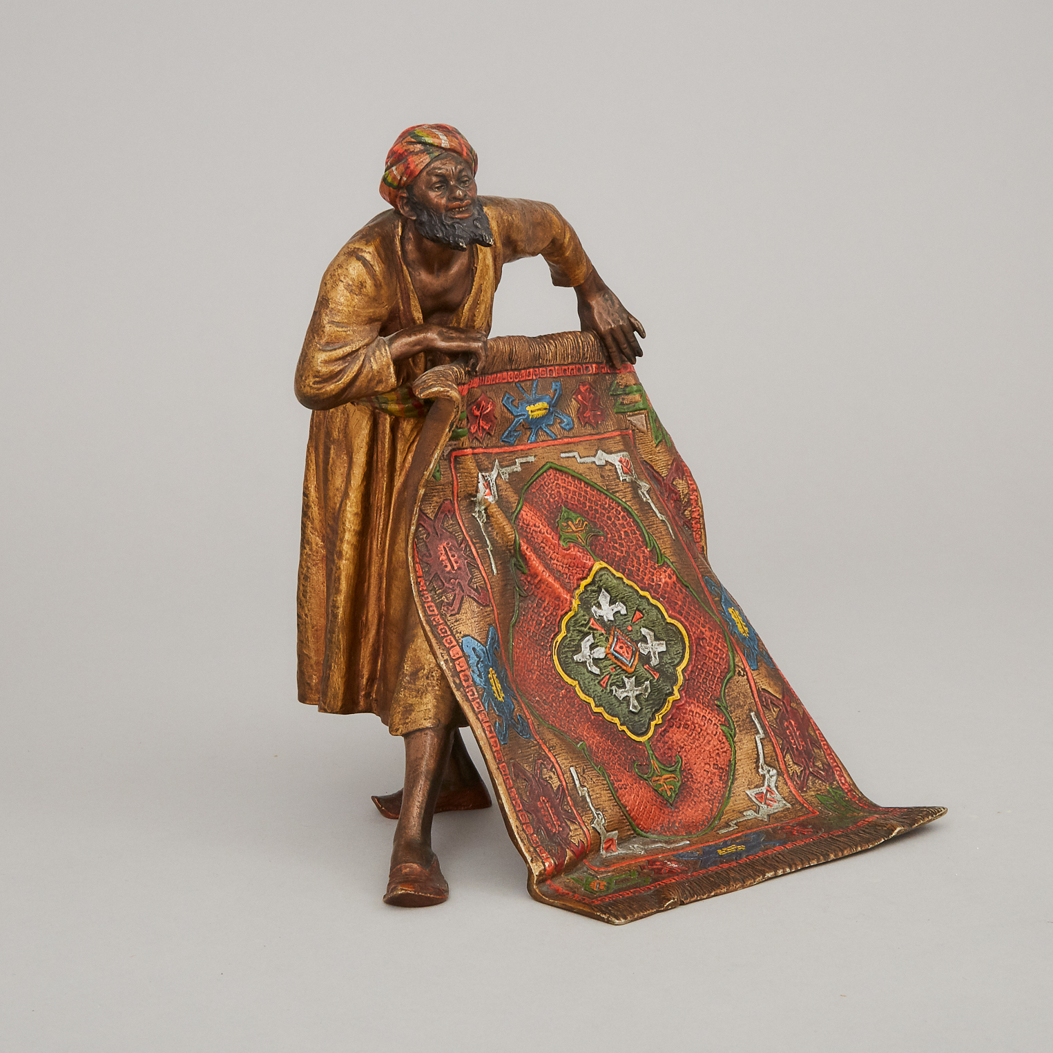 Austrian Cold Painted Bronze Figure of an Arabian Carpet Merchant, c.1900