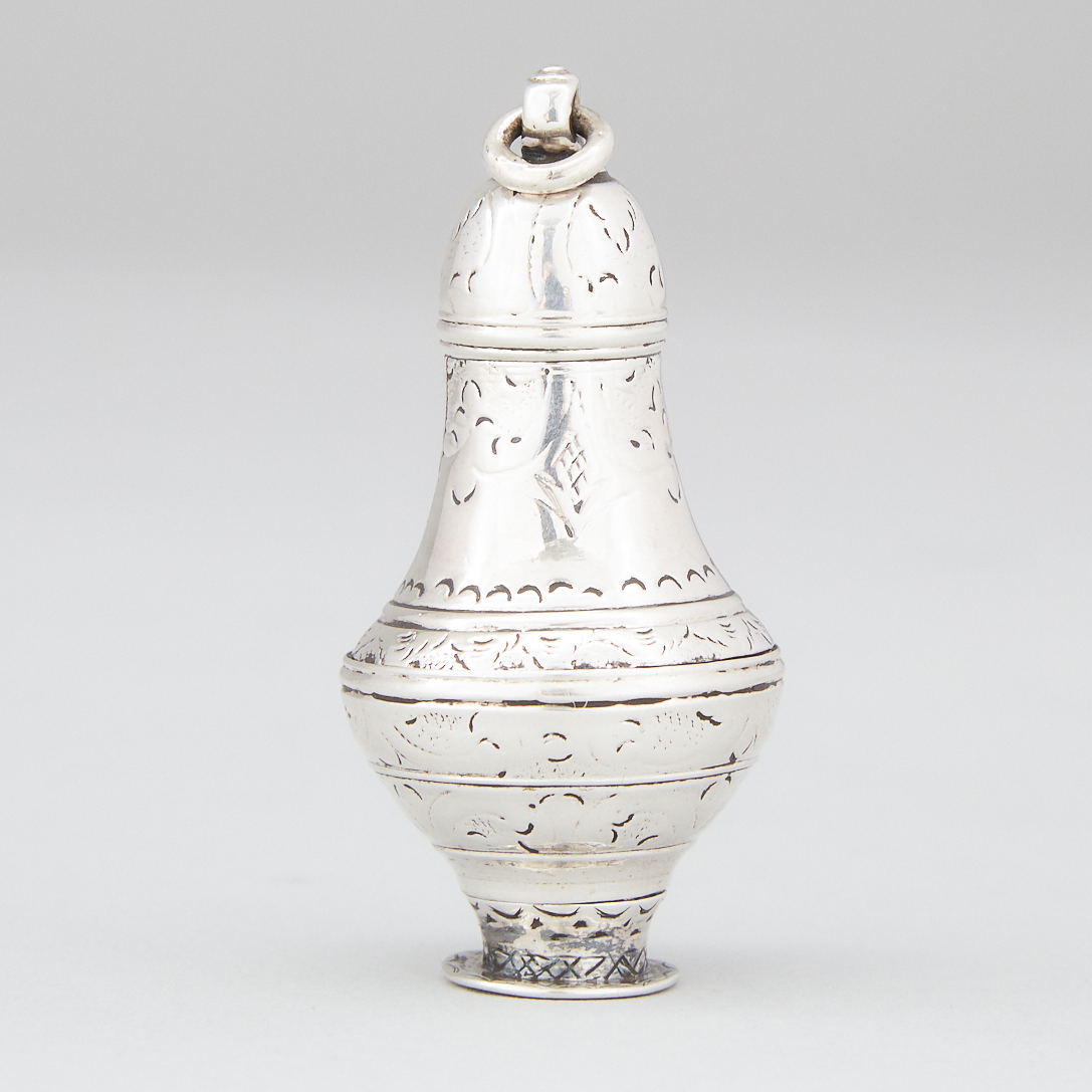 German Silver Vase-Shaped Vinaigrette, mid-18th century