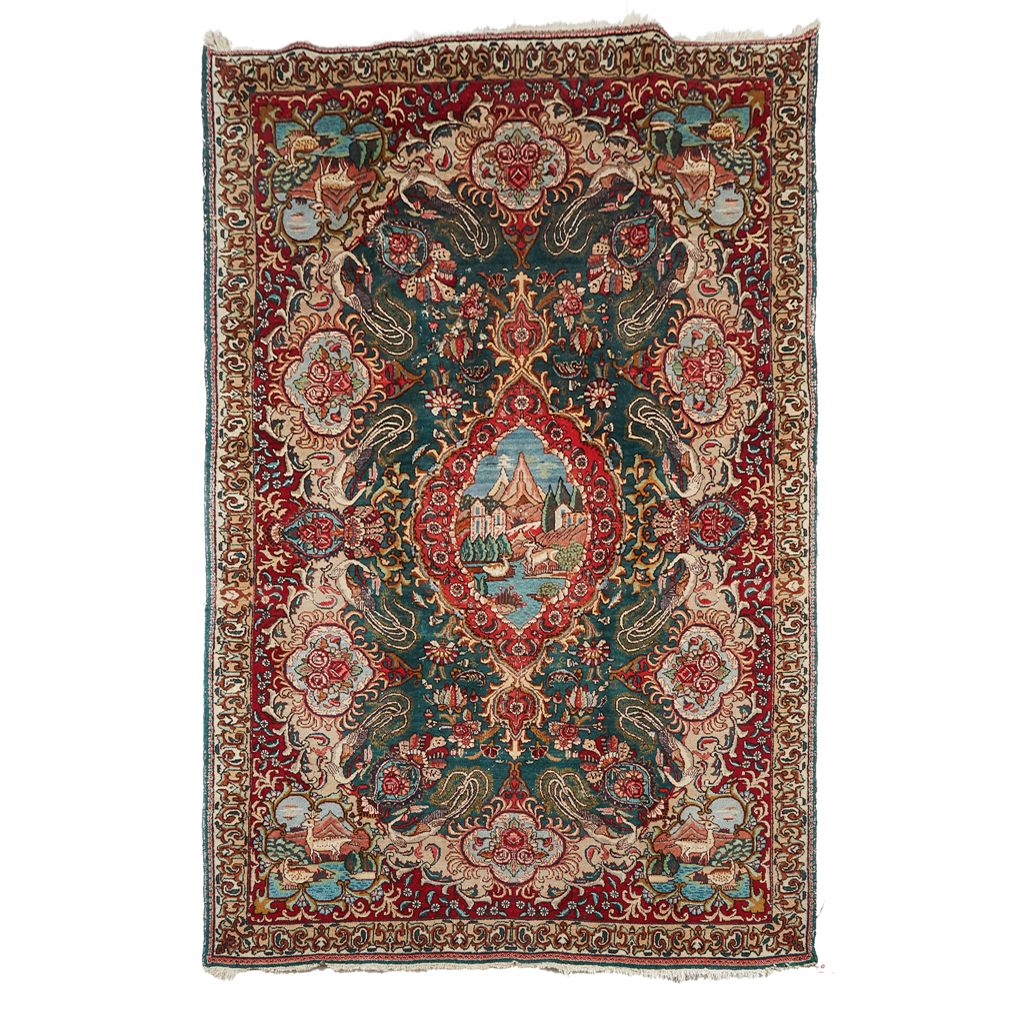 Pictorial Tabriz Carpet, Persian, early to mid 20th century