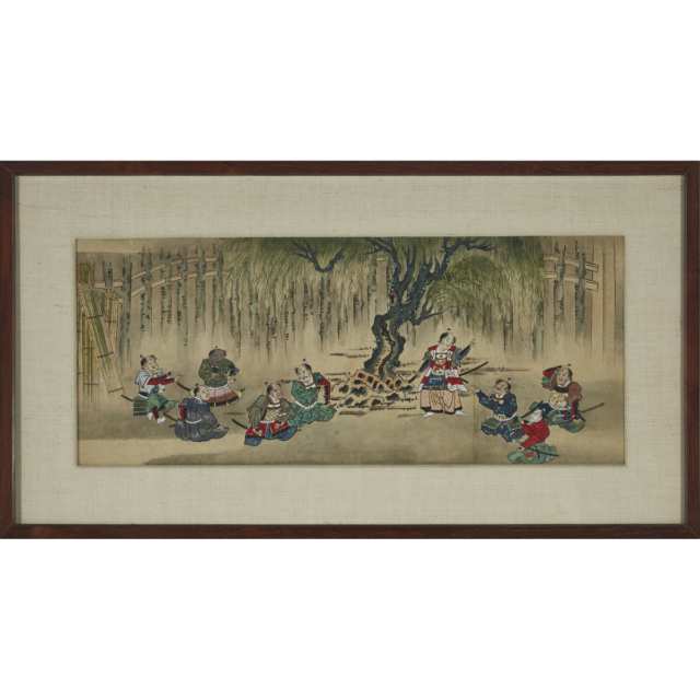 A Group of Four Paintings of Samurai and Lords, Edo Period