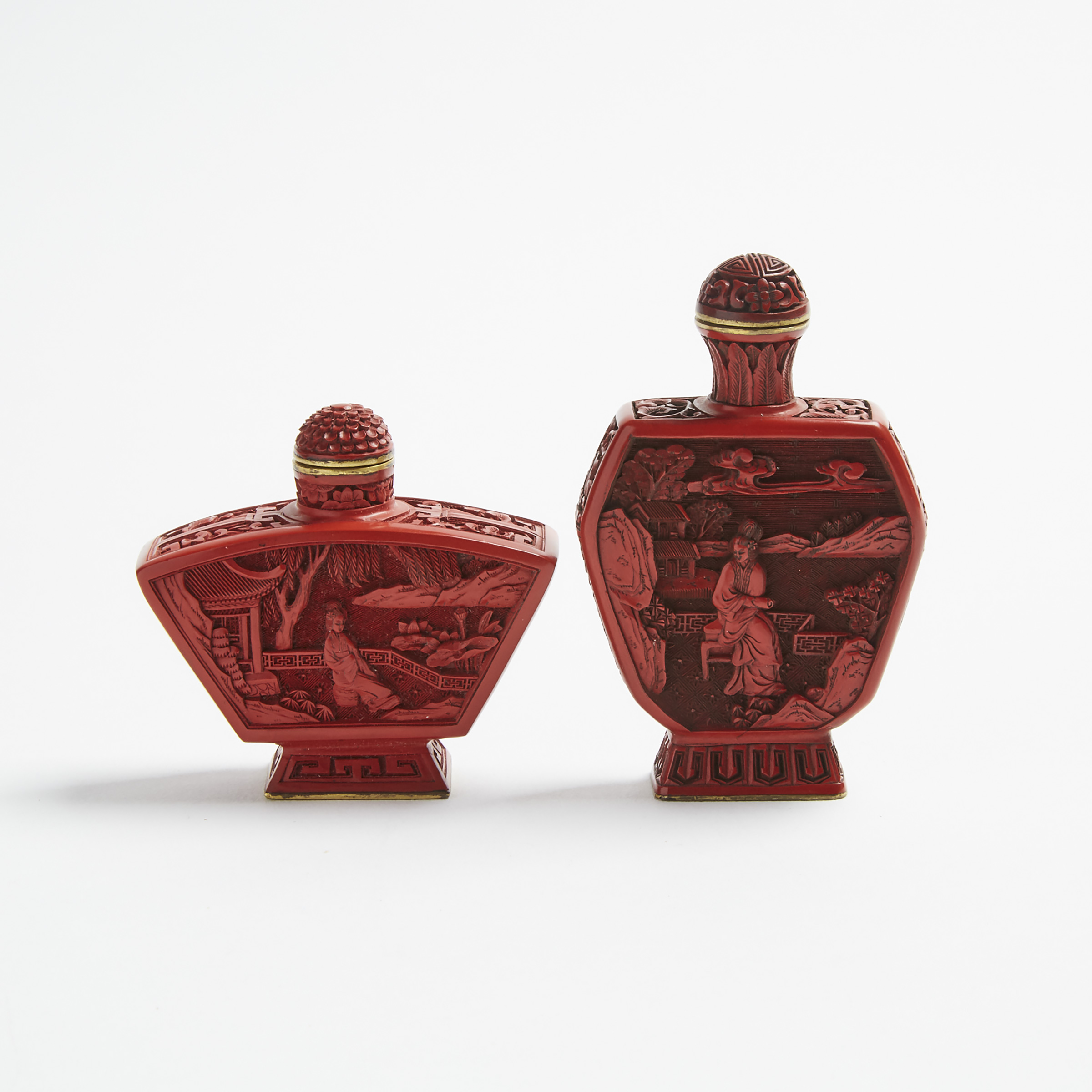Two Cinnabar Lacquer Snuff Bottles, 19th/20th Century