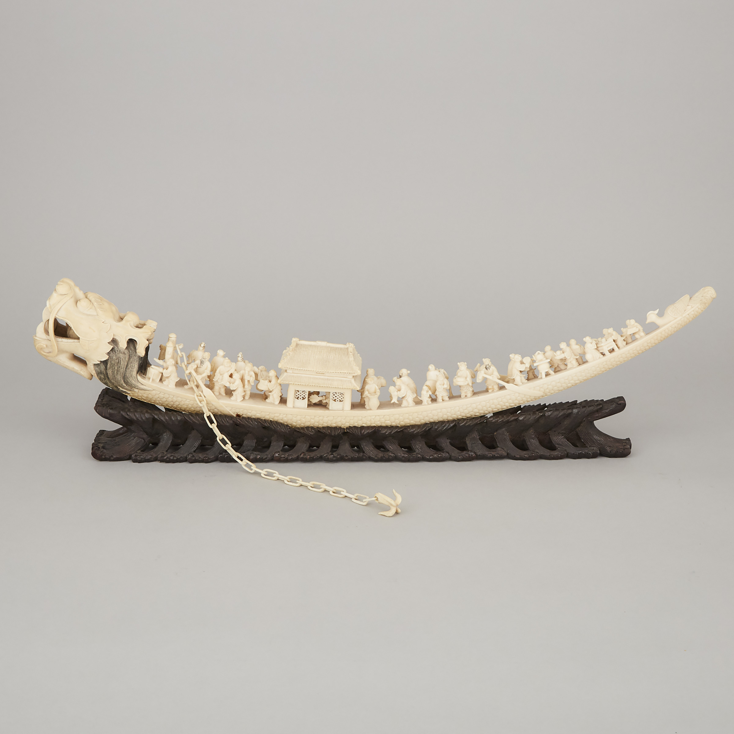 An Ivory Carved Dragon Boat, Early 20th Century