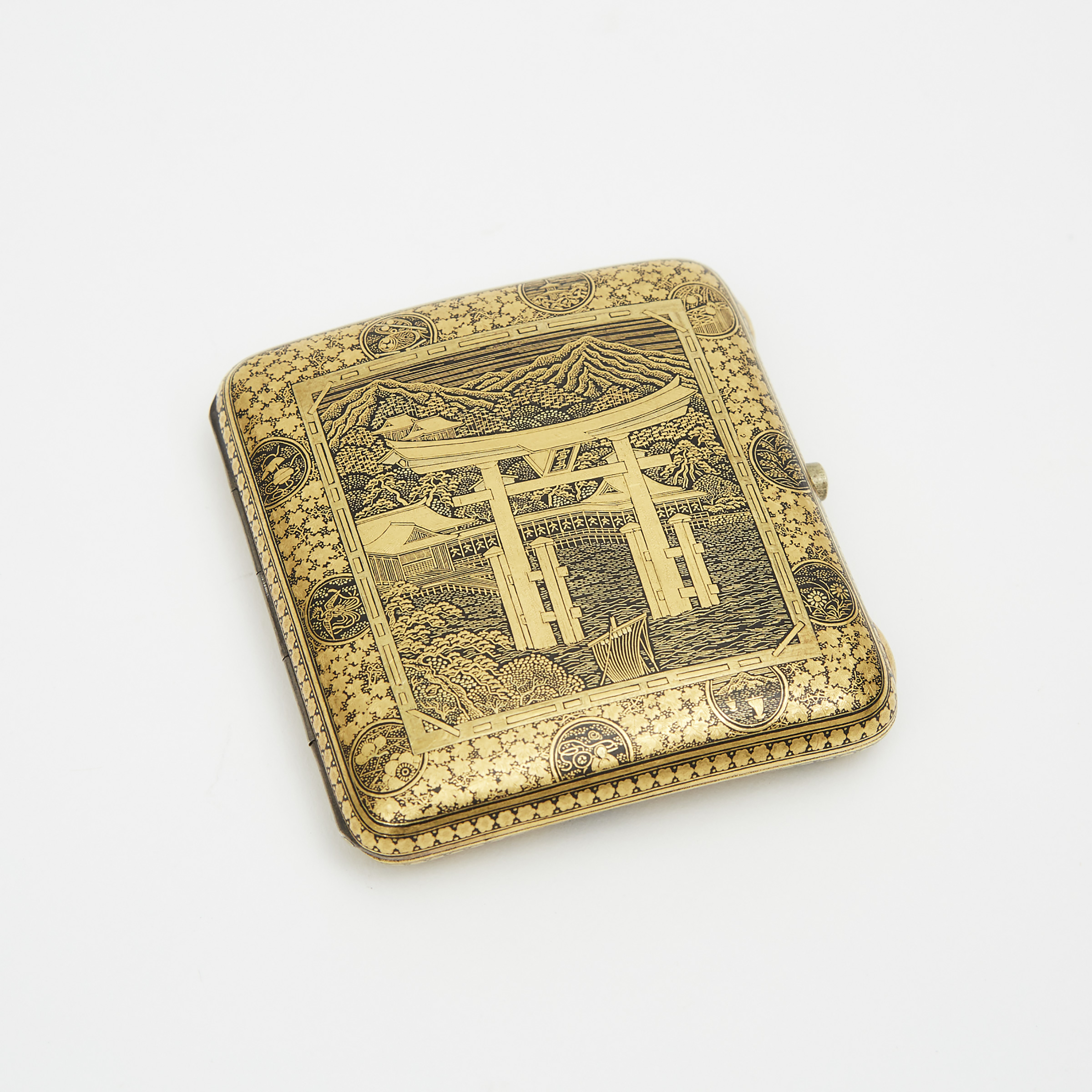 A Gold and Silver Inlaid Cigarette Case, By the Komai Company of Kyoto, Circa 1900