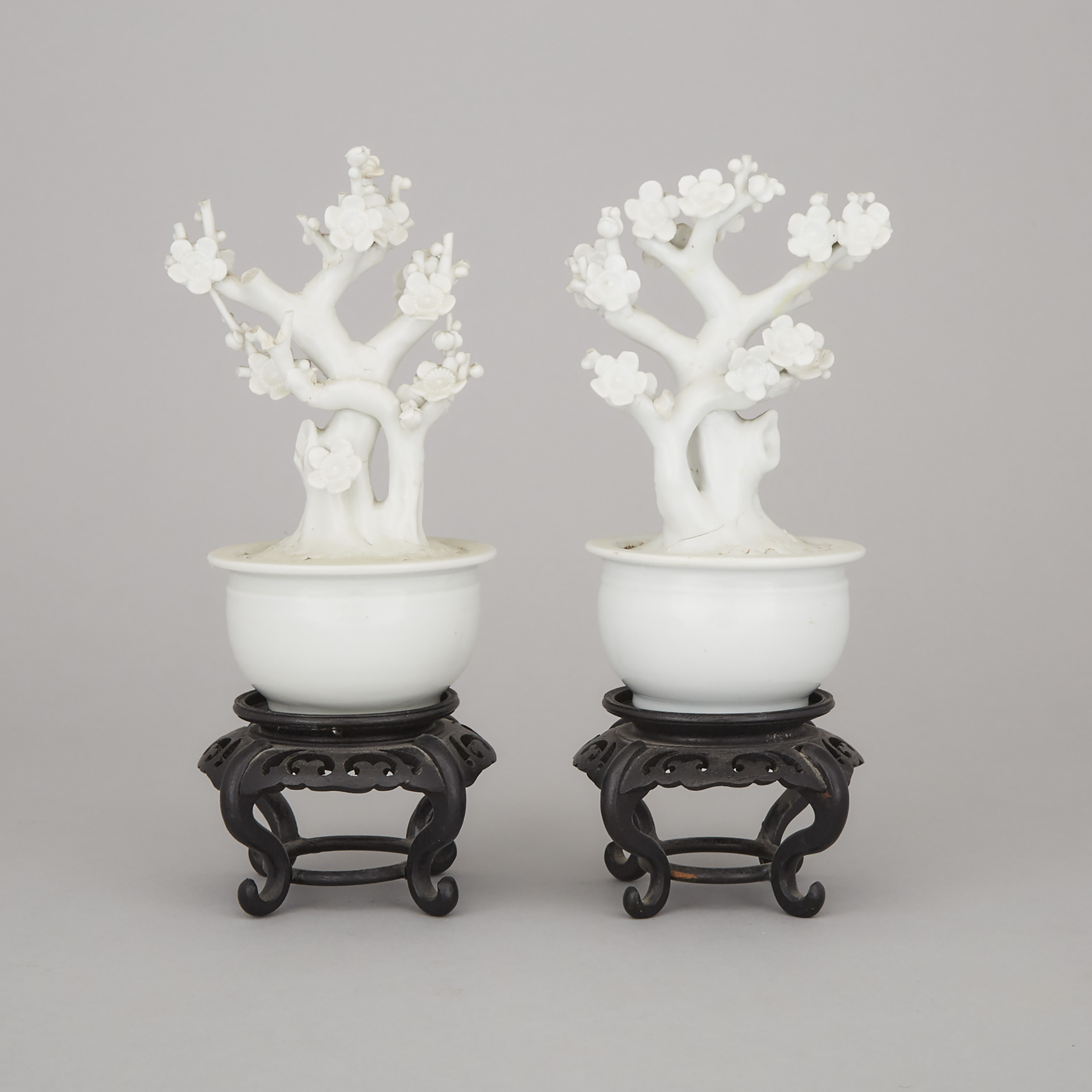 A Pair of Dehua Potted Plants, Qing Dynasty