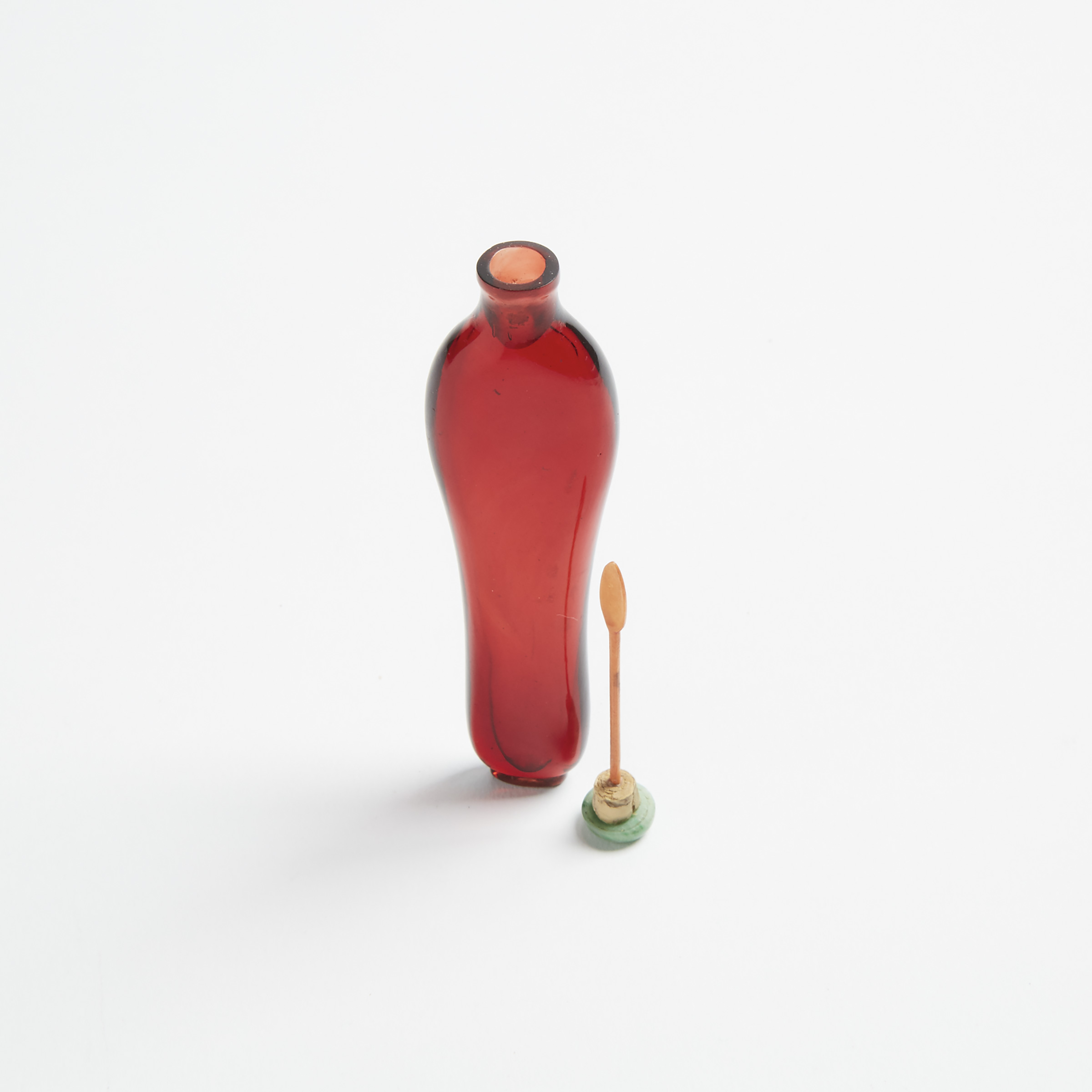 An Elongated Red Glass Snuff Bottle, 19th Century
