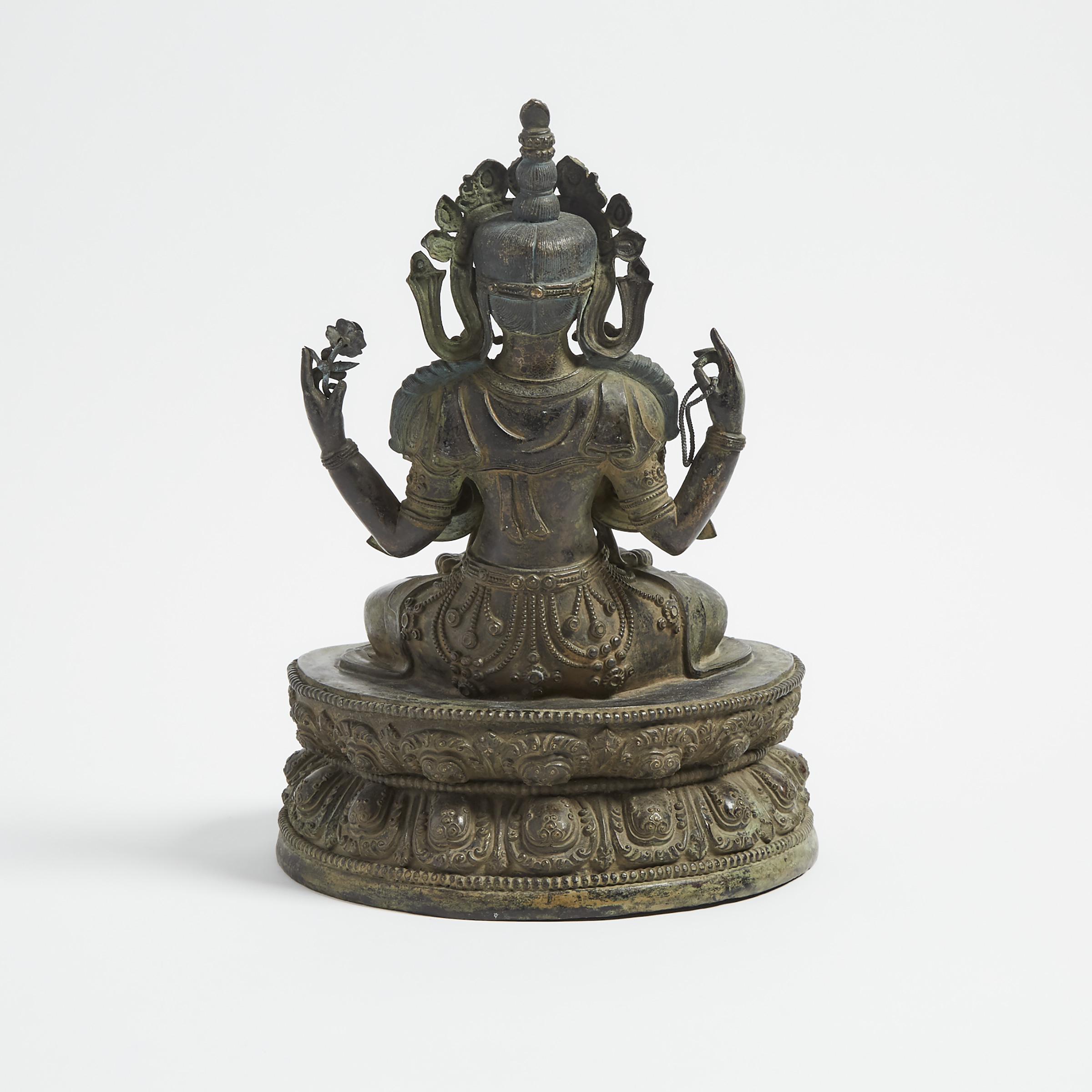 A Sino-Tibetan Bronze Seated Figure of Shadakshari Lokeshvara Buddha, 18th Century or Later
