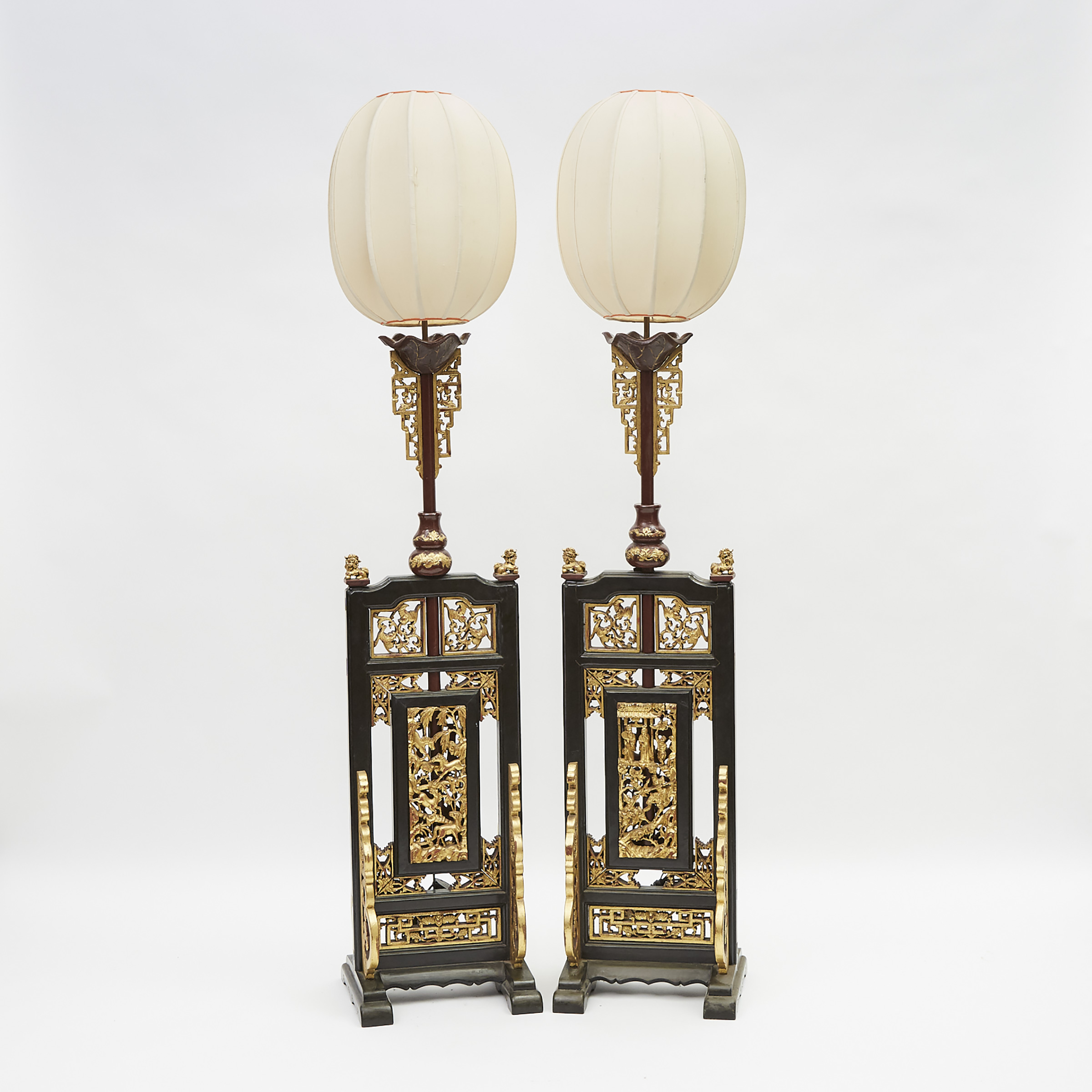 A Pair of Chinese Gilt Wood Temple Stands, 19th Century