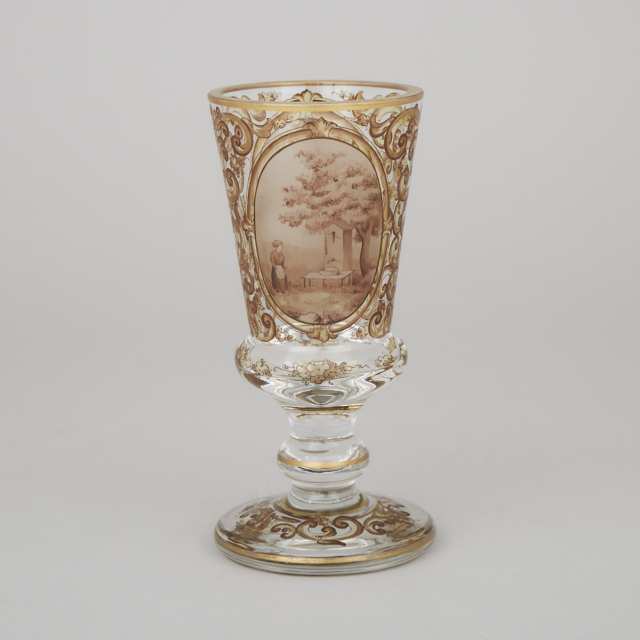 Bohemian Enameled and Gilt Glass Goblet, mid-19th century