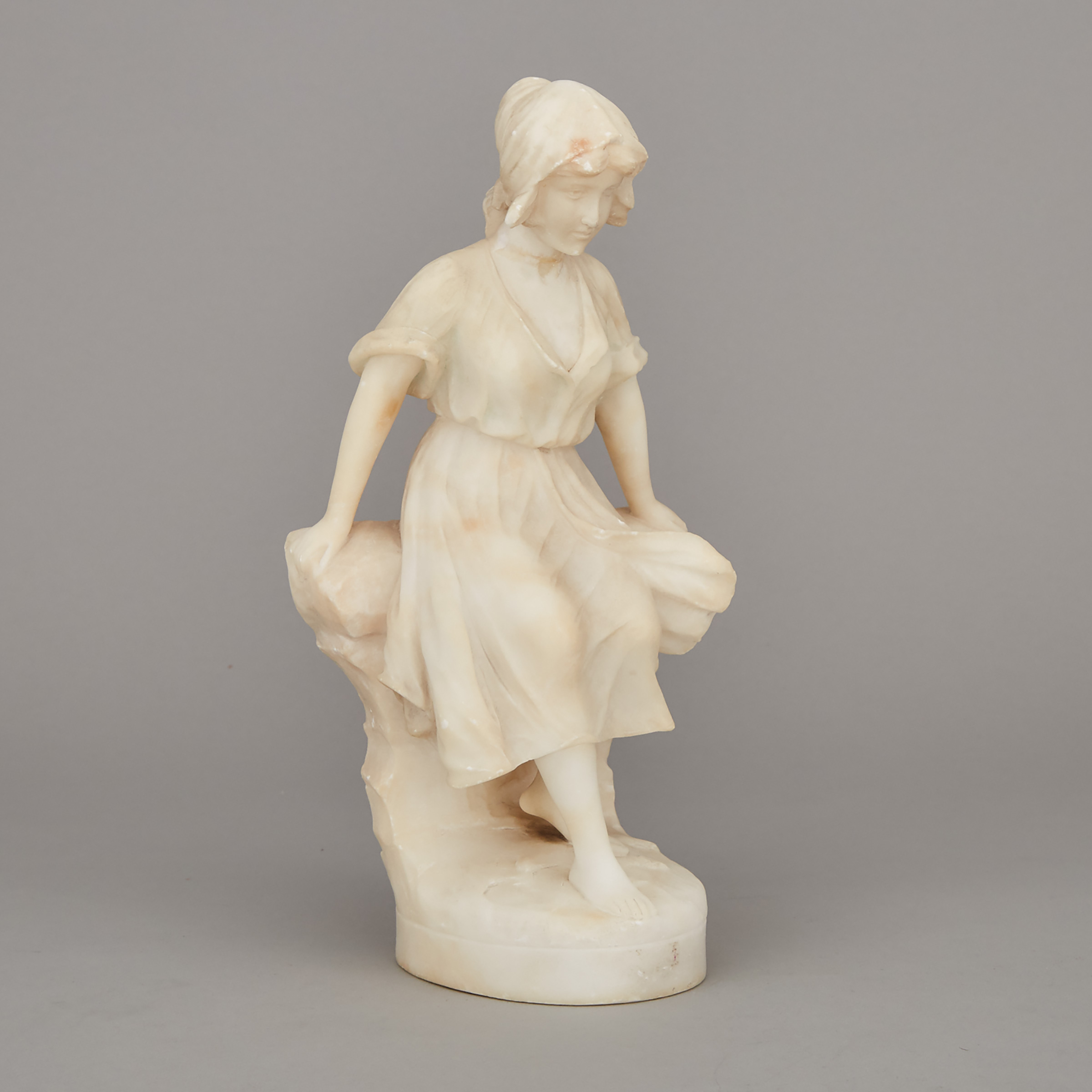 Italian School Carved Alabaster Figure of a Young Woman, early 20th century