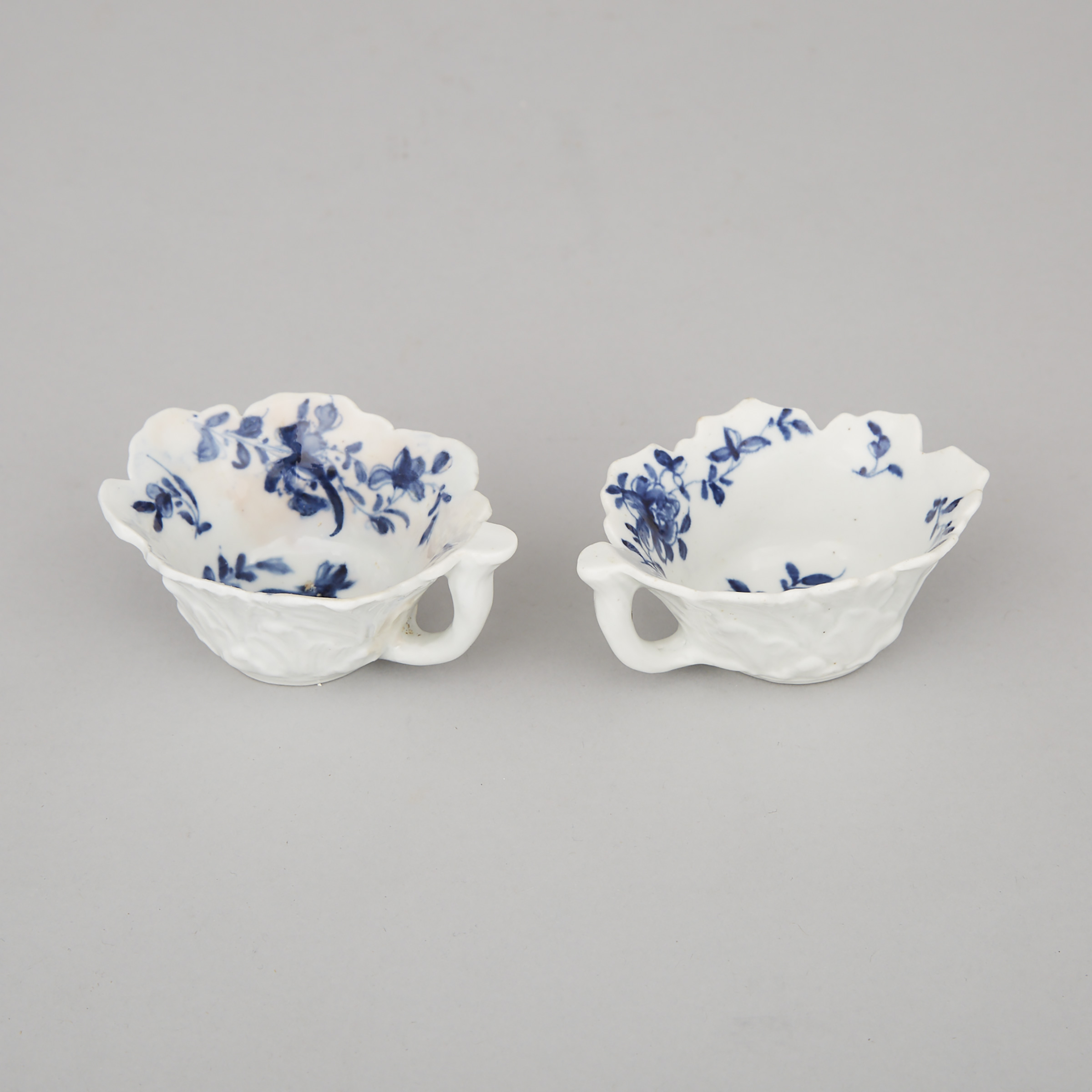 Two Worcester 'Mansfield' Pattern Butter Boats, c.1765