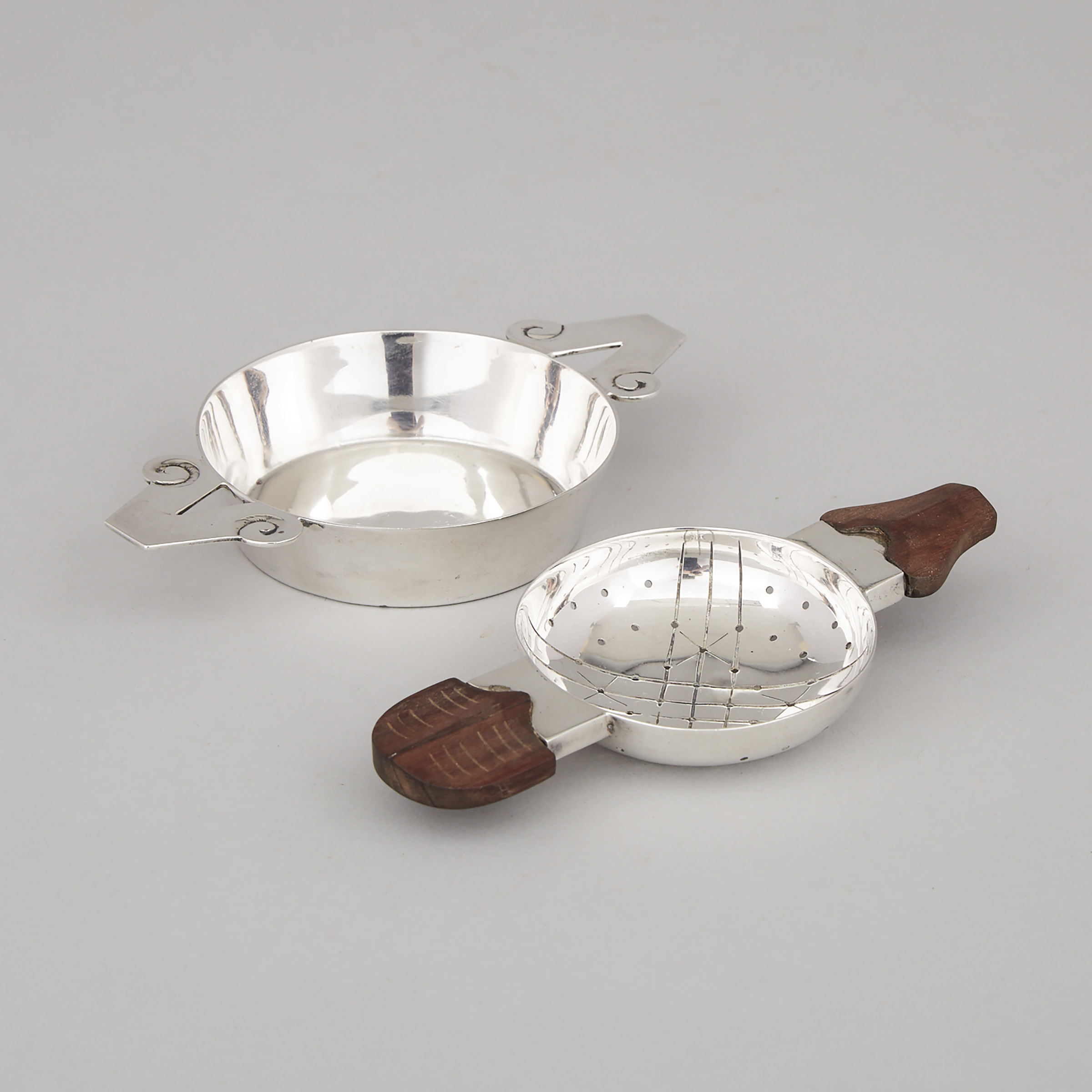 Mexican Silver Tea Strainer and Stand, William Spratling, Taxco, mid-20th century