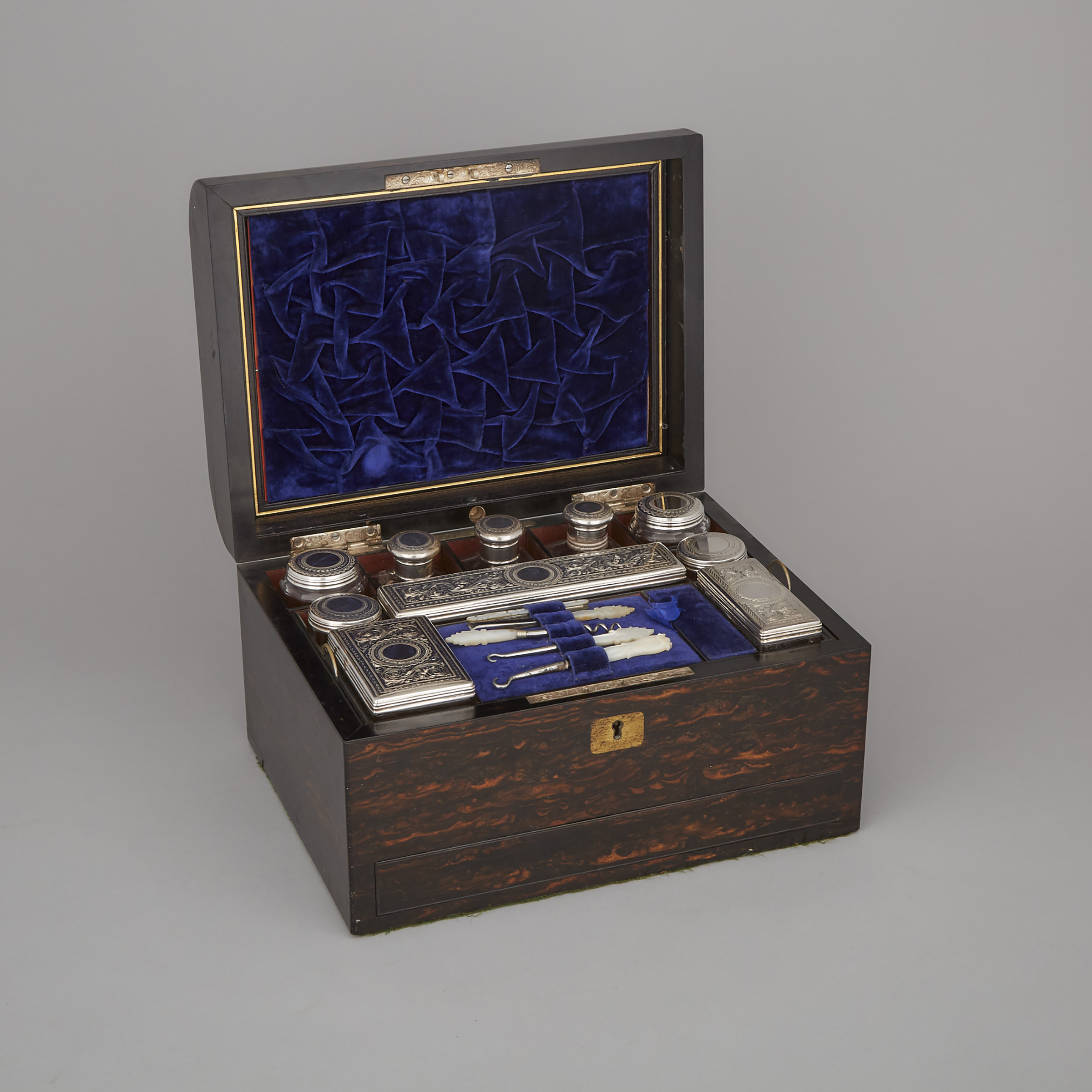 Victorian Silver Mounted Cut Glass Toilet Set, William Neal, London, 1878