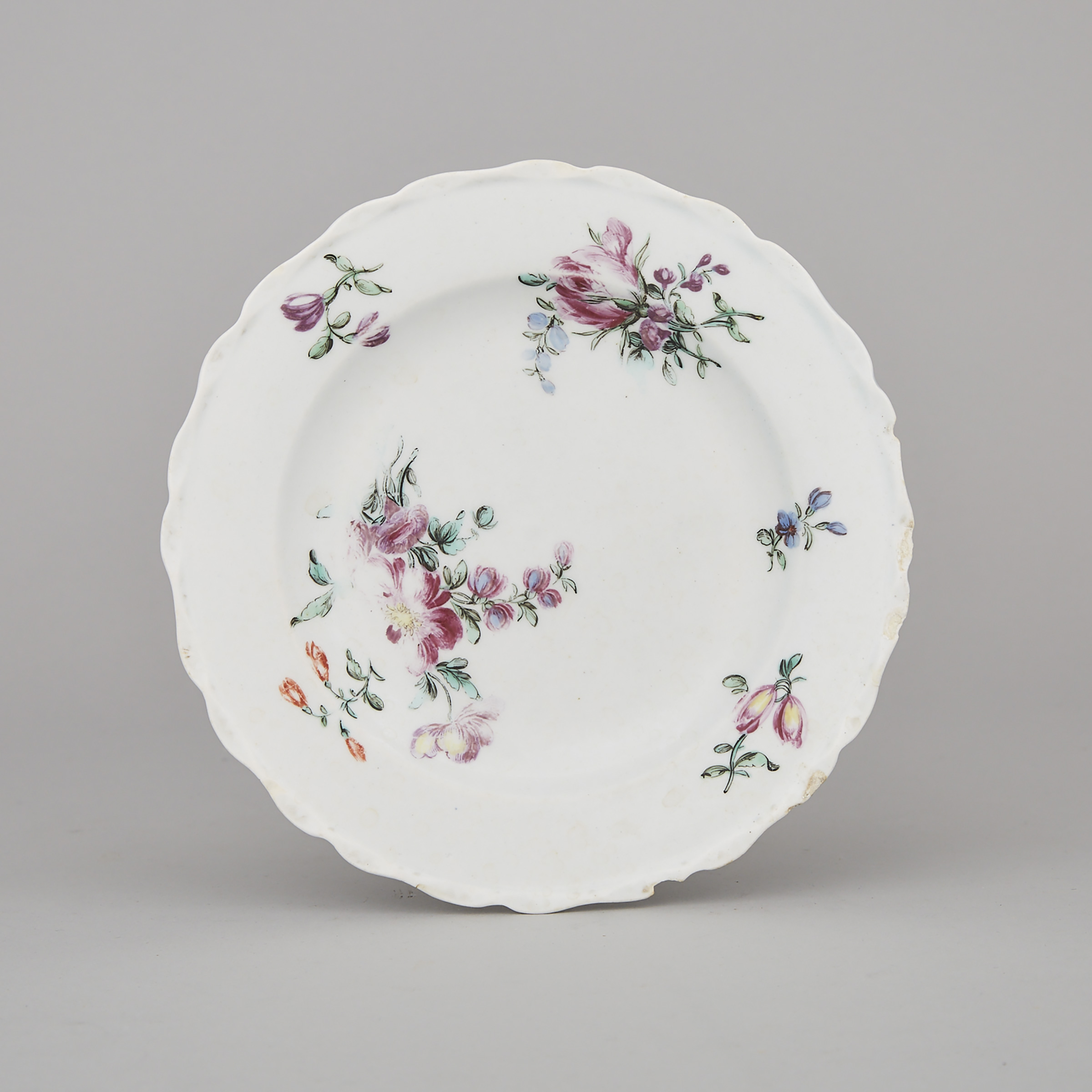 Bow Polychrome Decorated Small Plate, c.1765