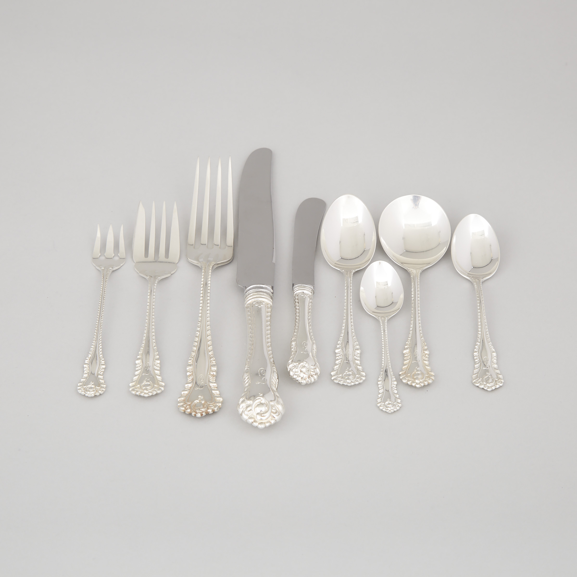 Canadian Silver ‘Gadroon’ Pattern Flatware Service, Henry Birks & Sons, Montreal, Que., 20th century