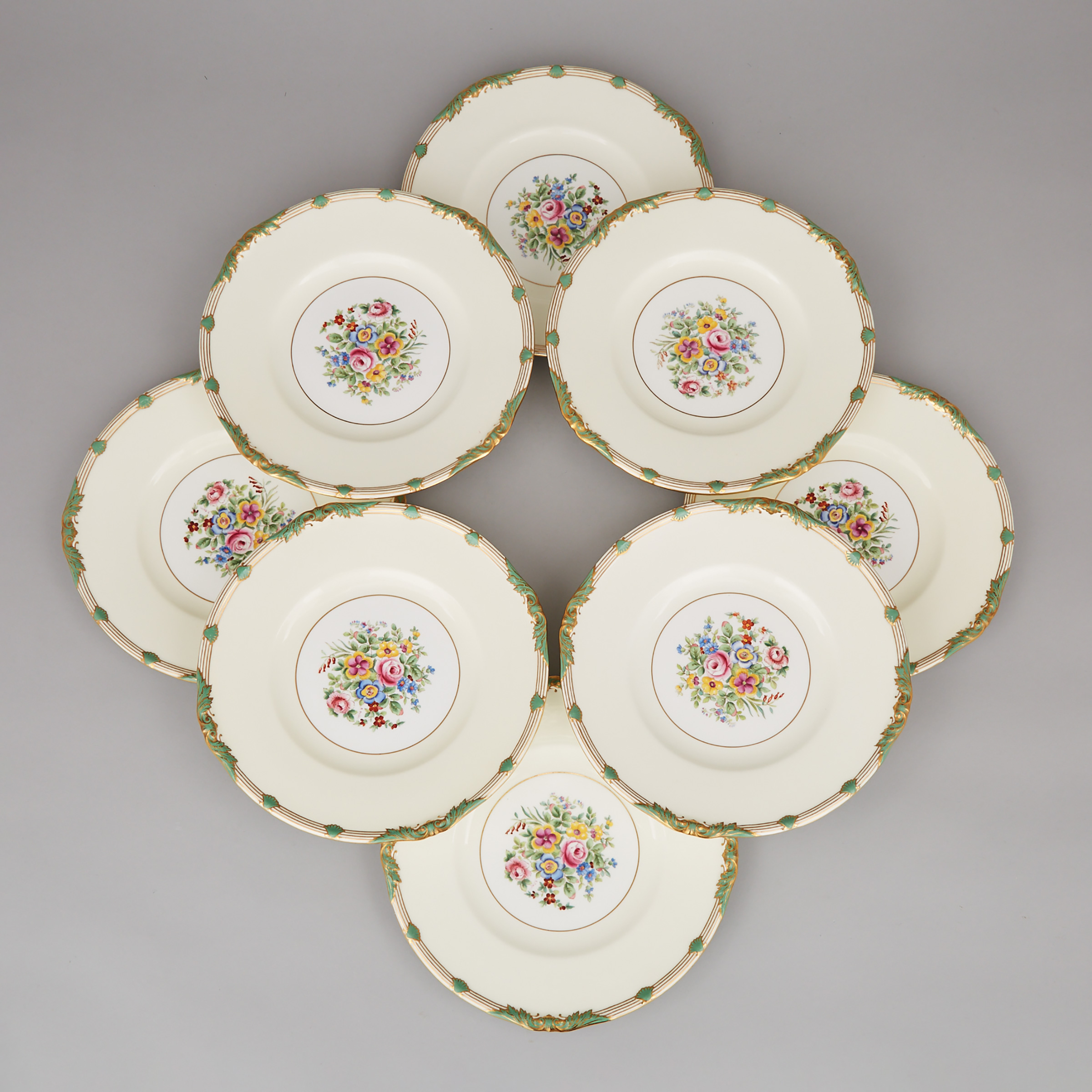 Set of Eight Minton Service Plates, 20th century