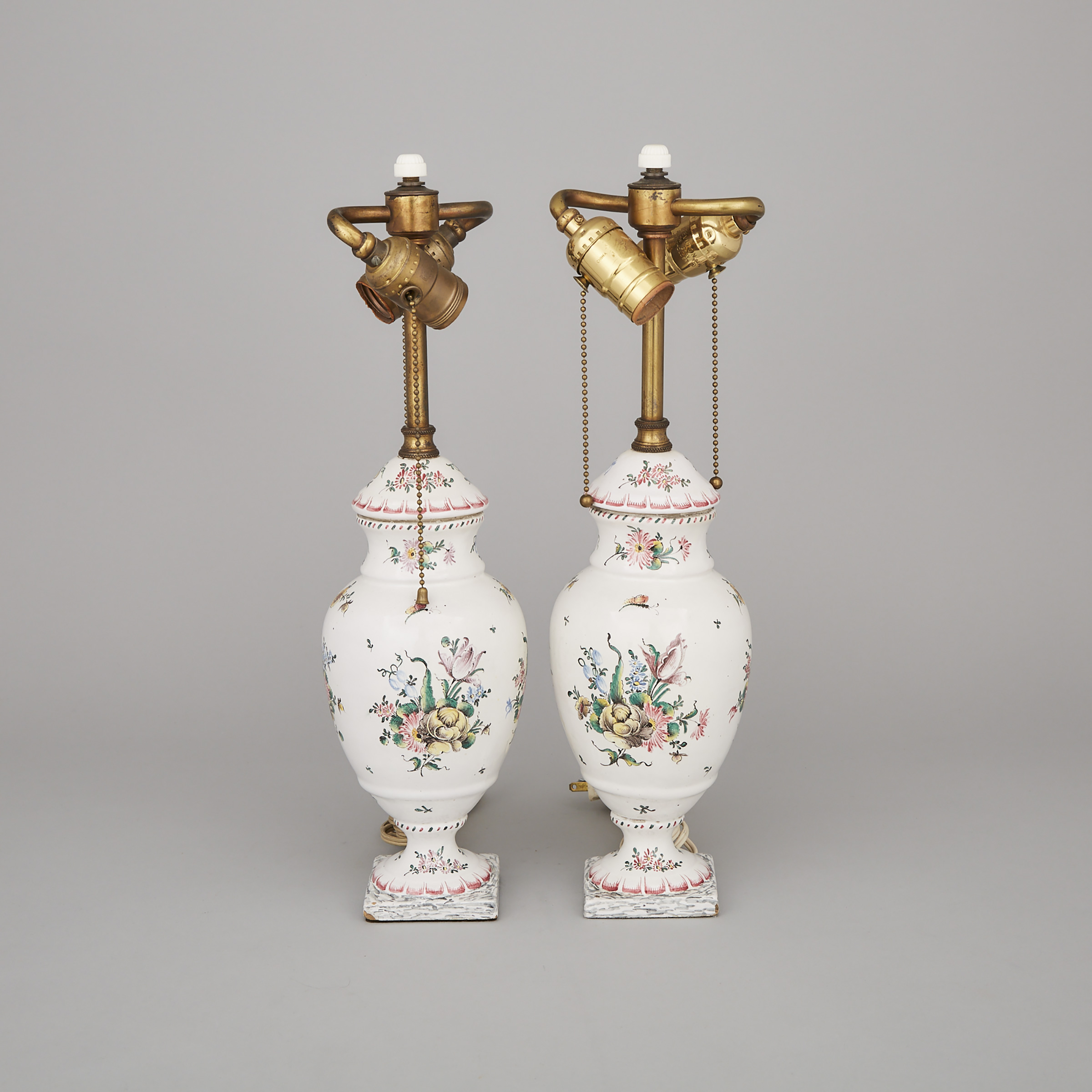 Pair of French Faience Table Lamps, 19th/20th century