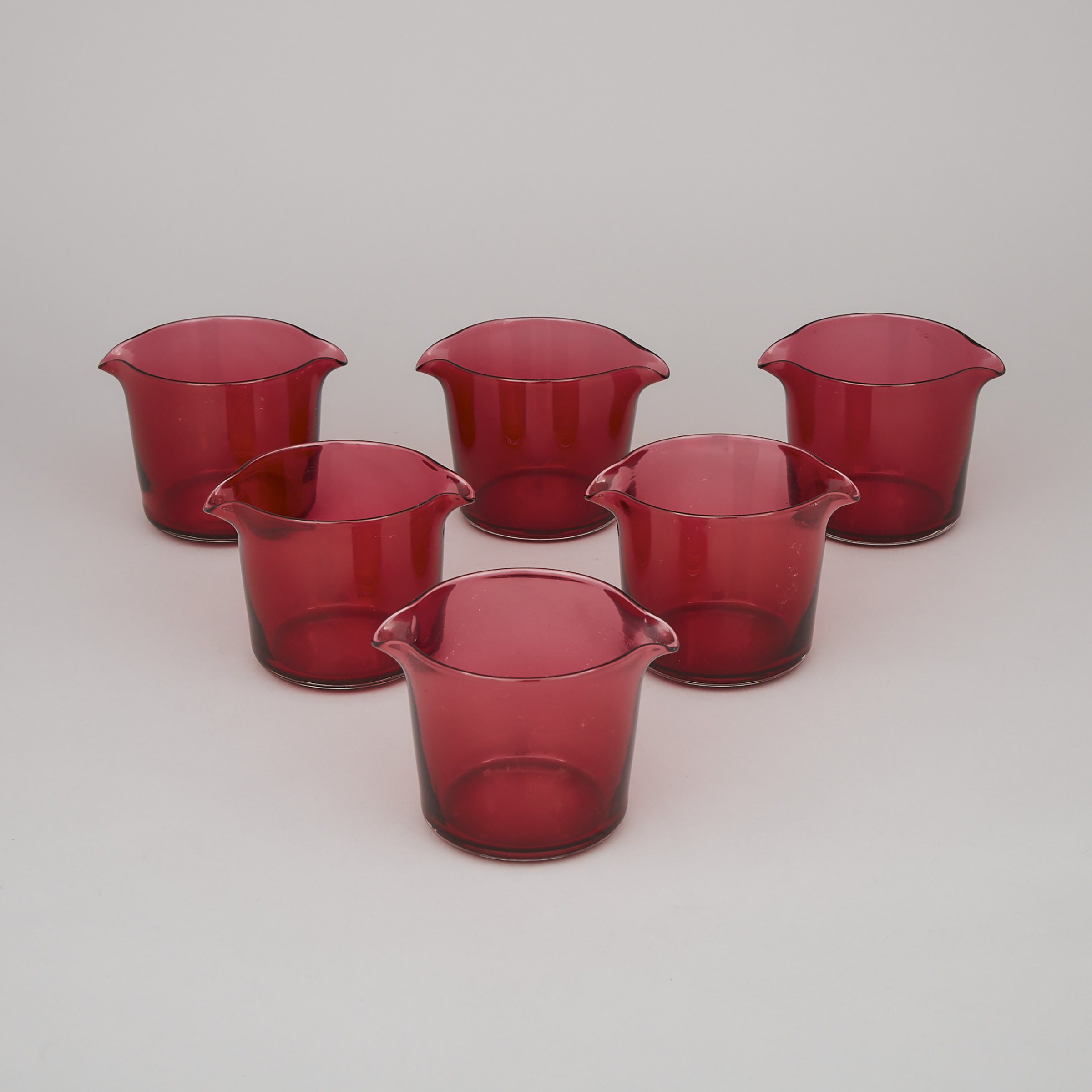 Six English Red Glass Rinsing Bowls, 19th century