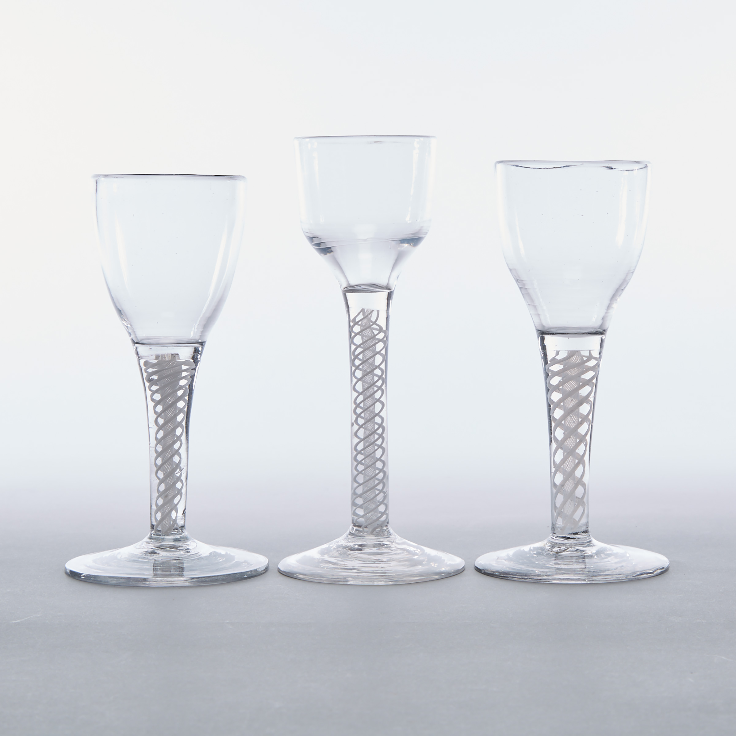 Three Continental Opaque Twist Stemmed Wine Glasses, late 18th/19th century