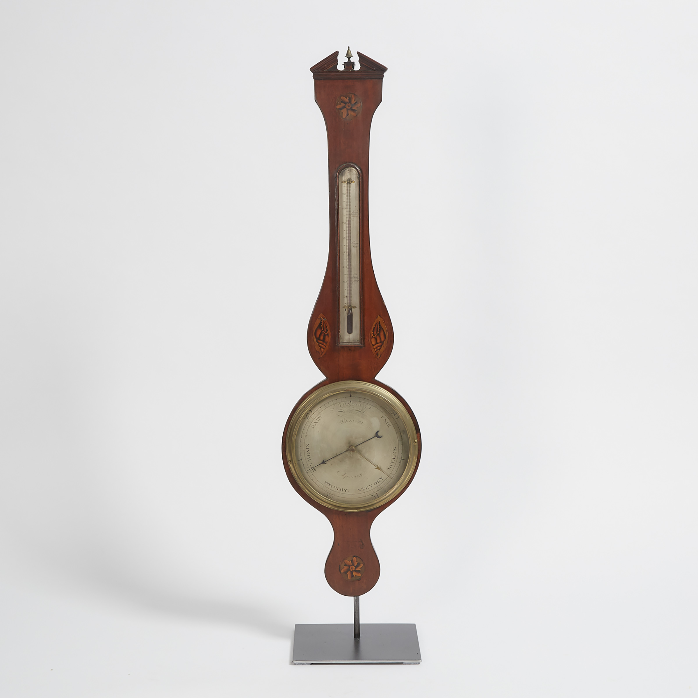 English Inlaid Mahogany Wheel Barometer, George Bianchi, Ipswich, early-mid 19th century