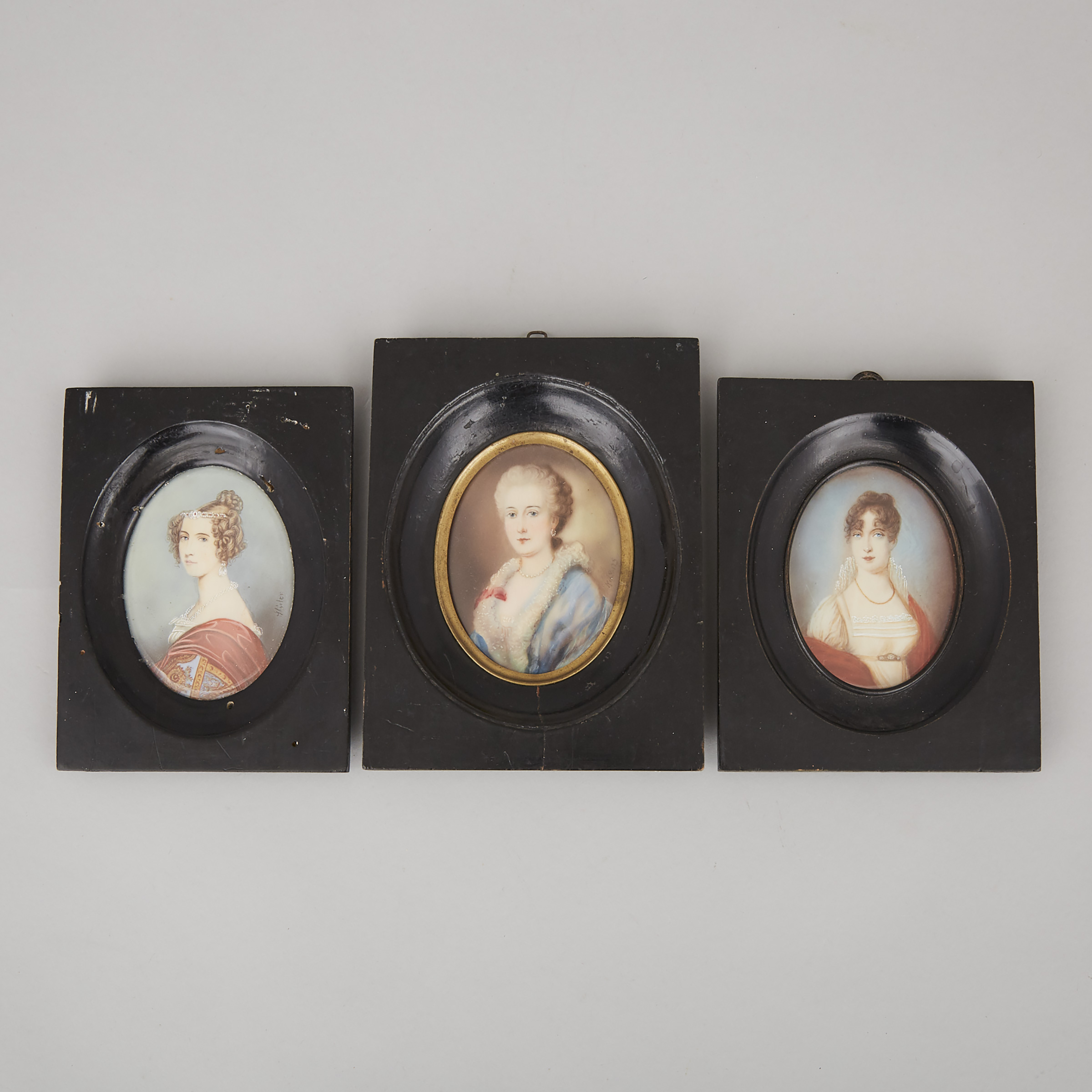 Three Continental School Portrait Miniatures, c.1900