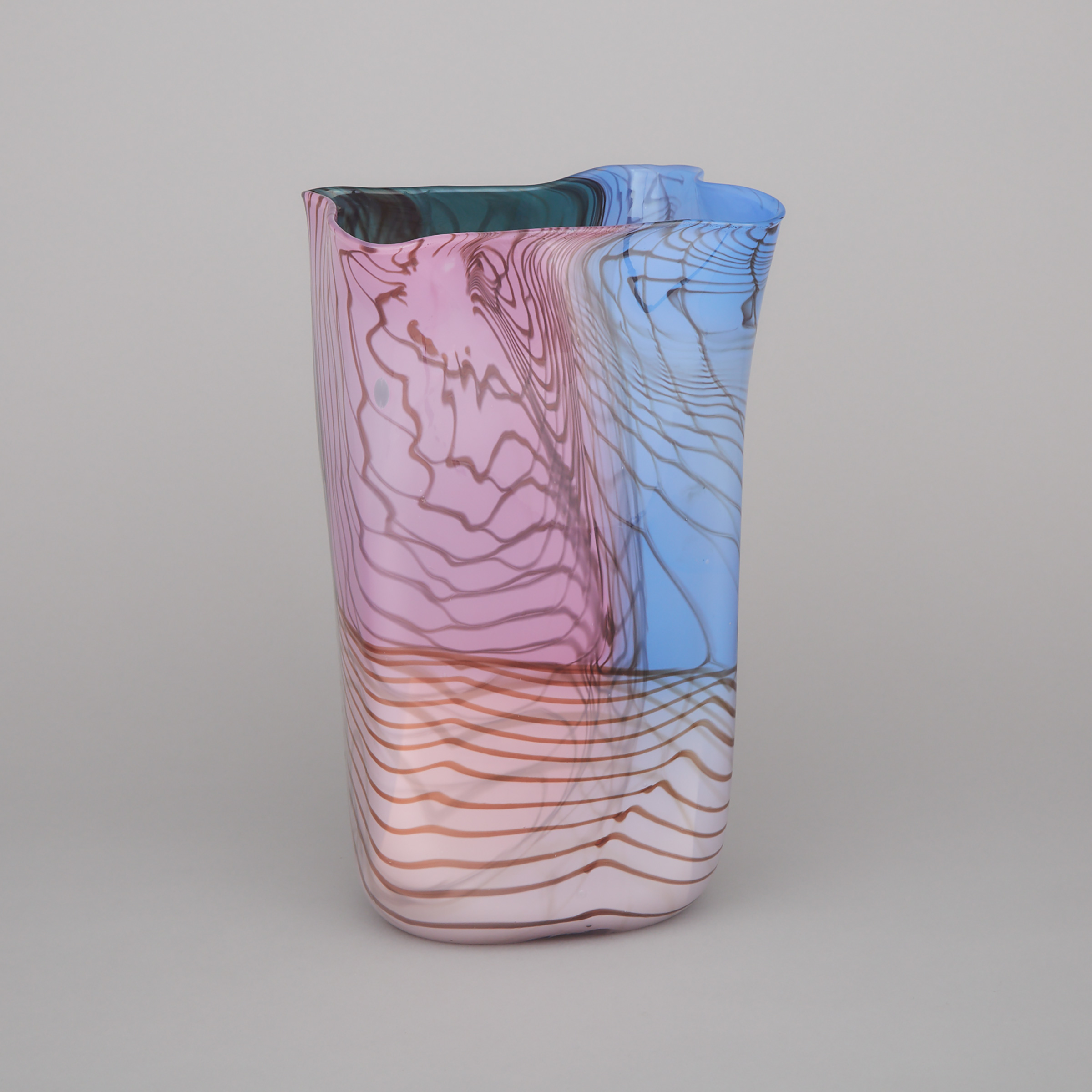 Thomas Philabaum (American, b.1947), Rectangular Glass 'Bag' Vase, 1982