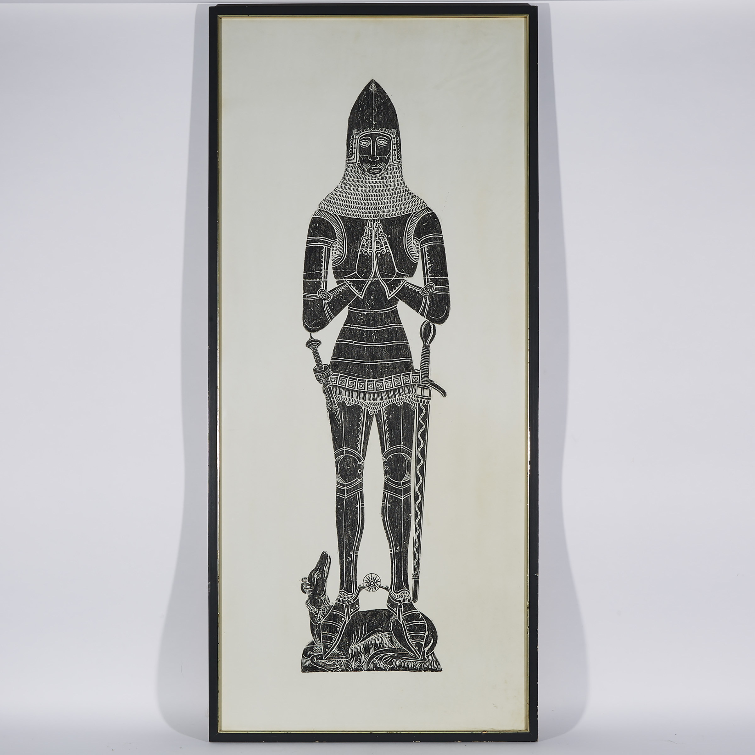 Rubbing of the Medieval Brass Effigy of a Knight in Armour, mid 20th century
