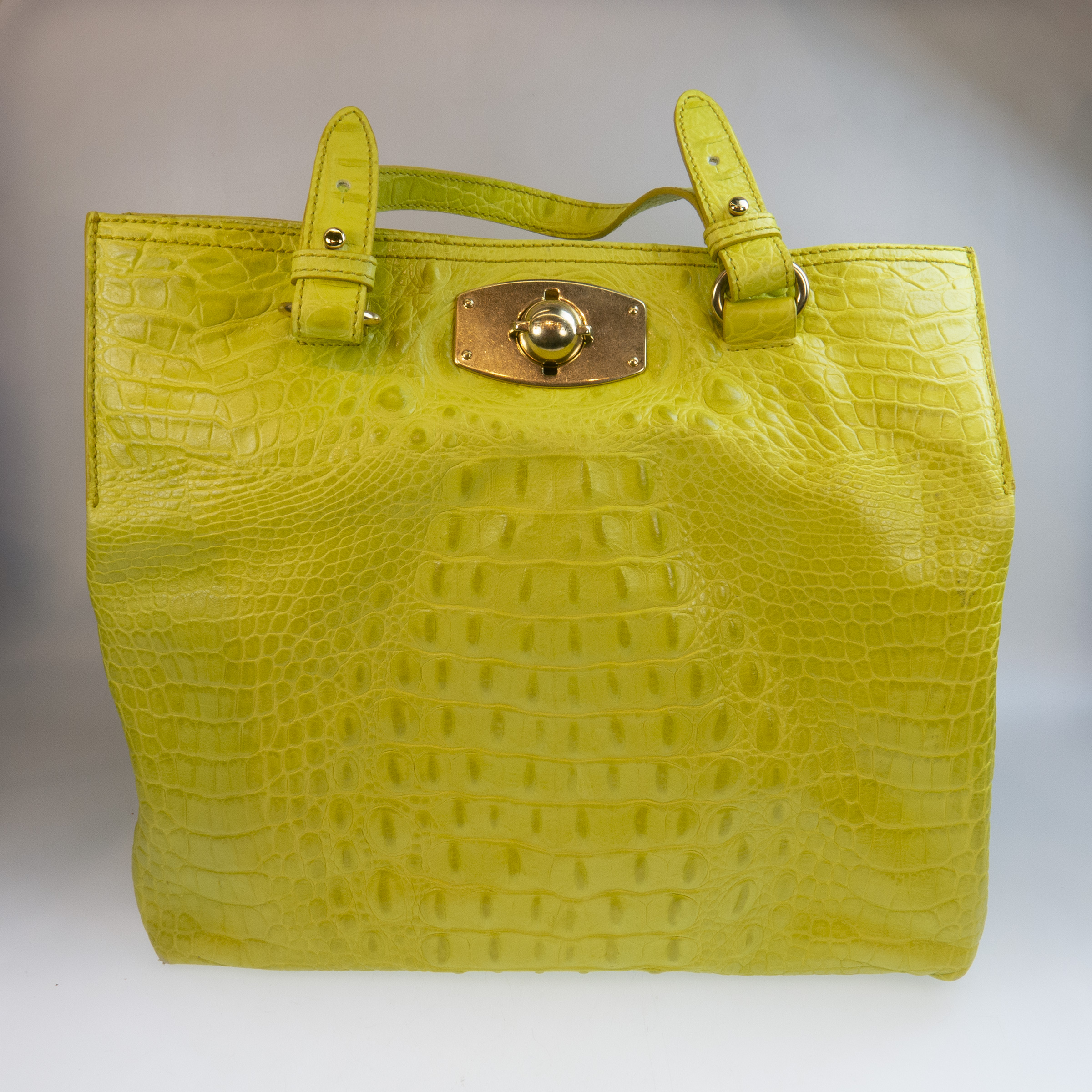 Furla Chartreuse Leather Two Handle Handbag