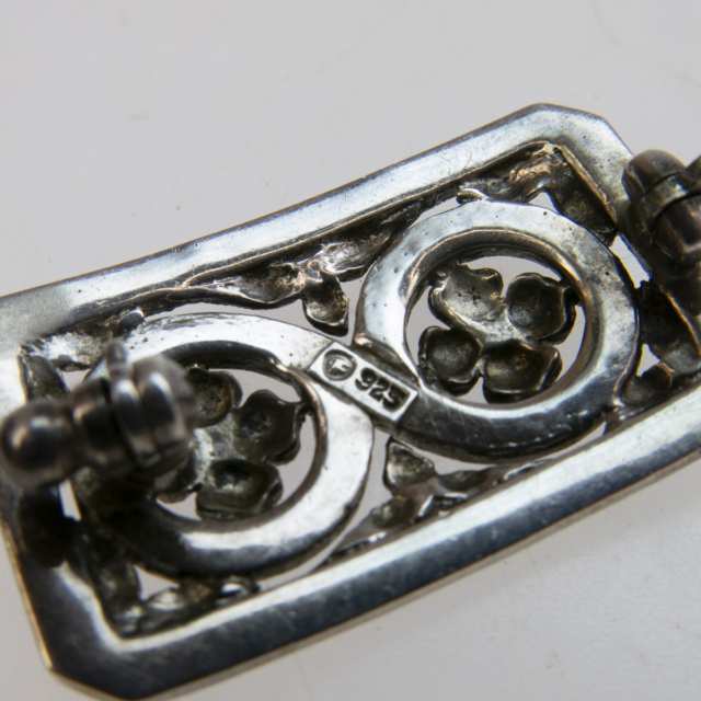 Theodor Fahrner German Sterling Silver Rectangular Brooch