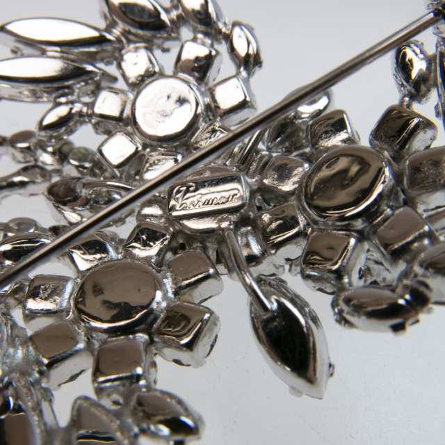 Sherman Silver Tone Metal Brooch And Earrings