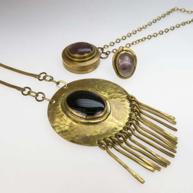Rafael Alfandary Canadian Brass Ring, Necklace, Locket And Chain