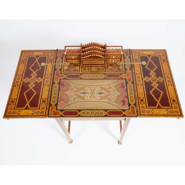 Syrian Bone and Exotic Mixed Wood Parquetry Writing Desk, early 20th century