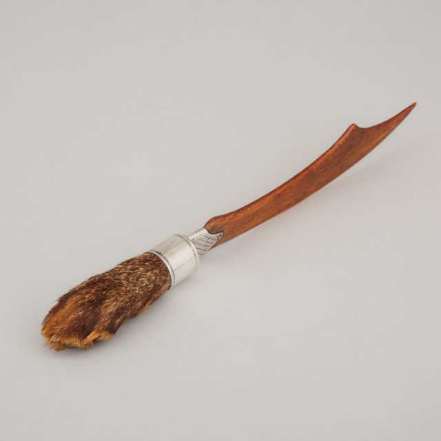 Victorian Silver Mounted Fox's Foot Paper Knife, probably Scottish, 19th century