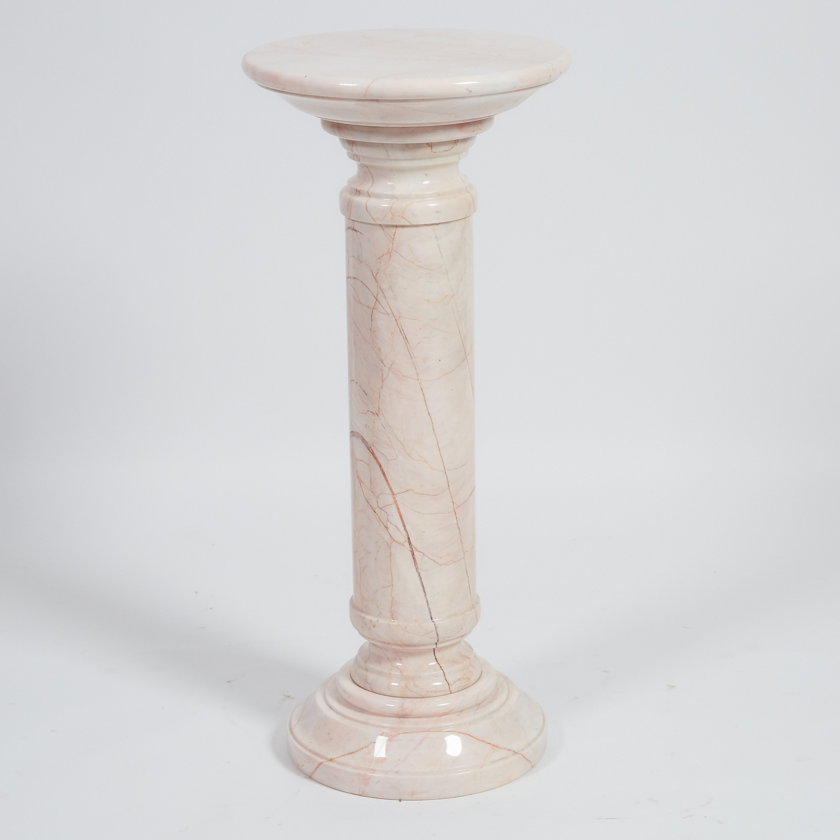 Italian Pink Marble Column Form Pedestal, mid 20th century