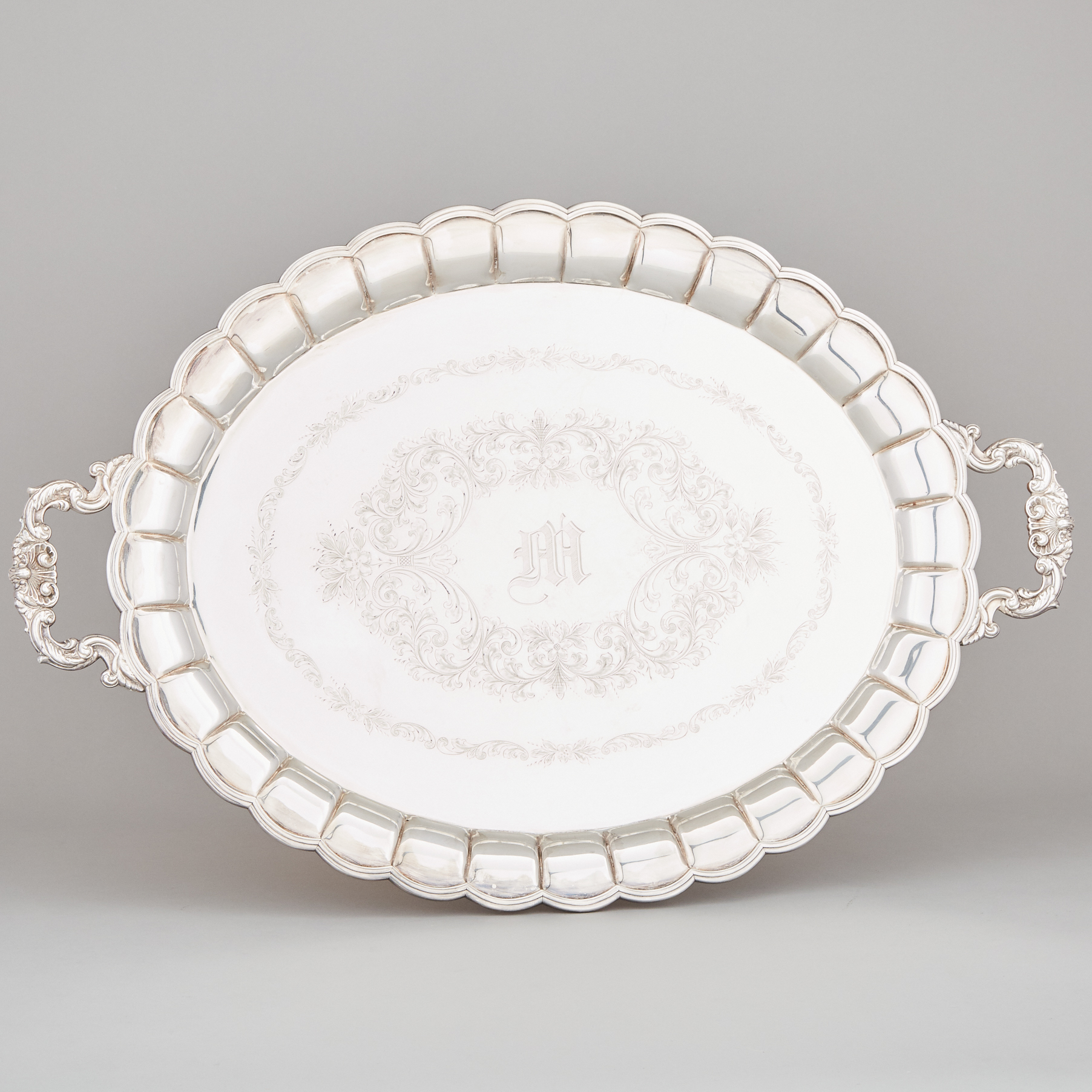 Canadian Silver Oval Two-Handled Serving Tray, Roden Bros., Toronto, Ont., early 20th century