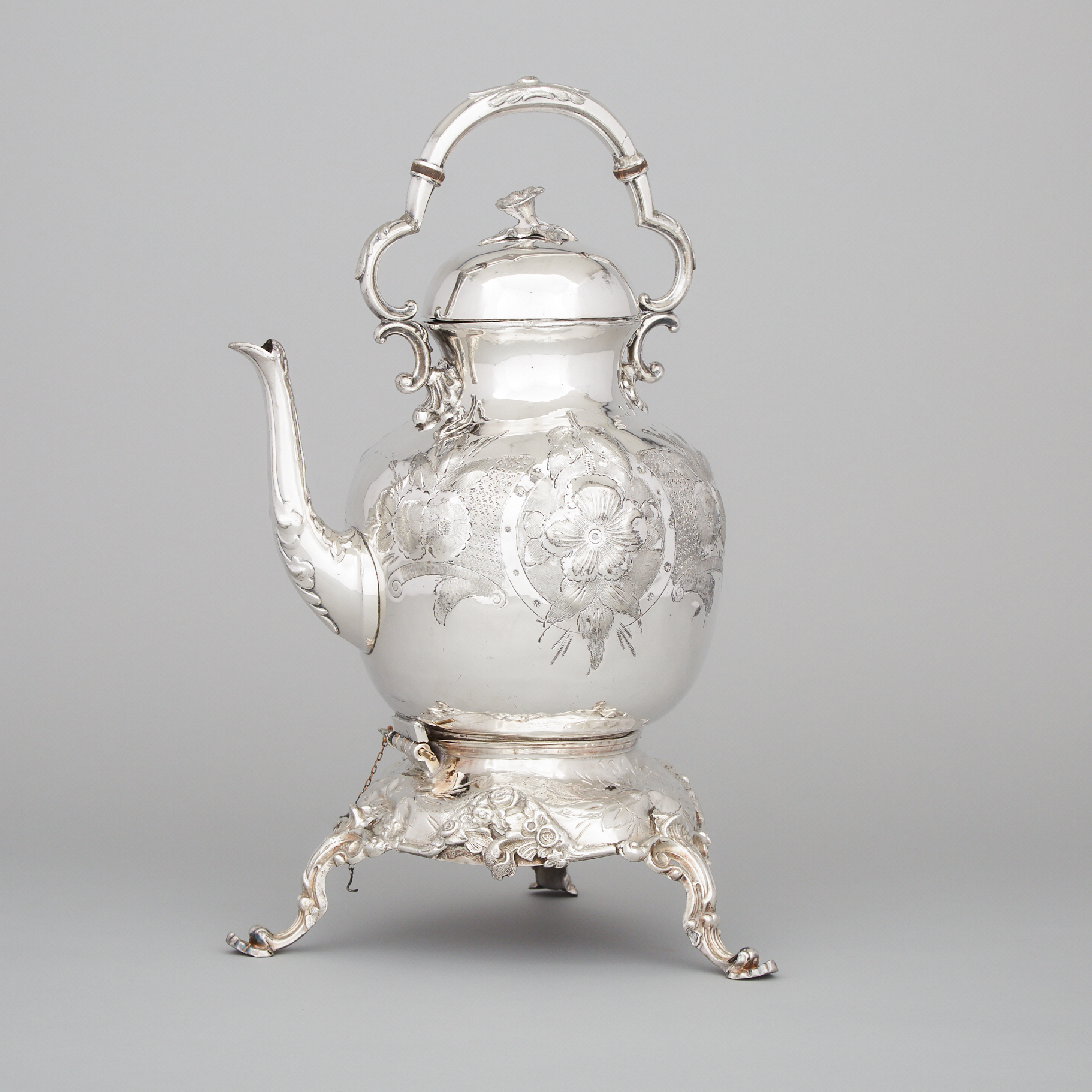 Victorian Silver Plated Kettle on Stand, mid-19th century