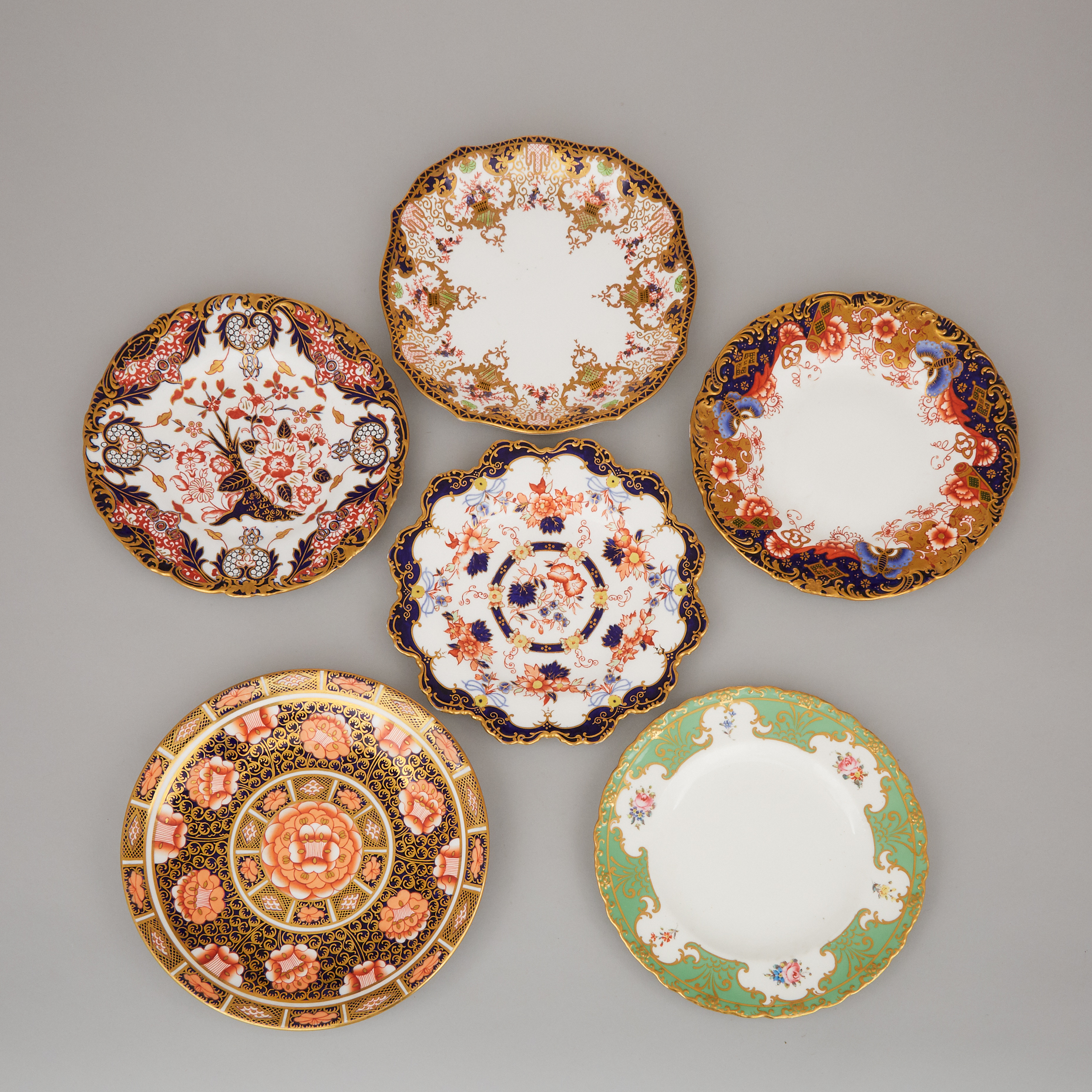 Six Various Royal Crown Derby Plates, 20th century