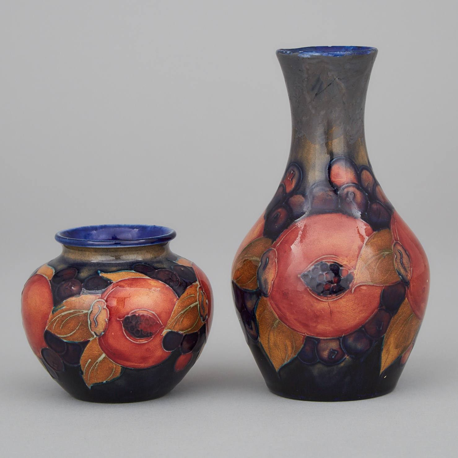 Two Moorcroft Small Pomegranate Vases, c.1925
