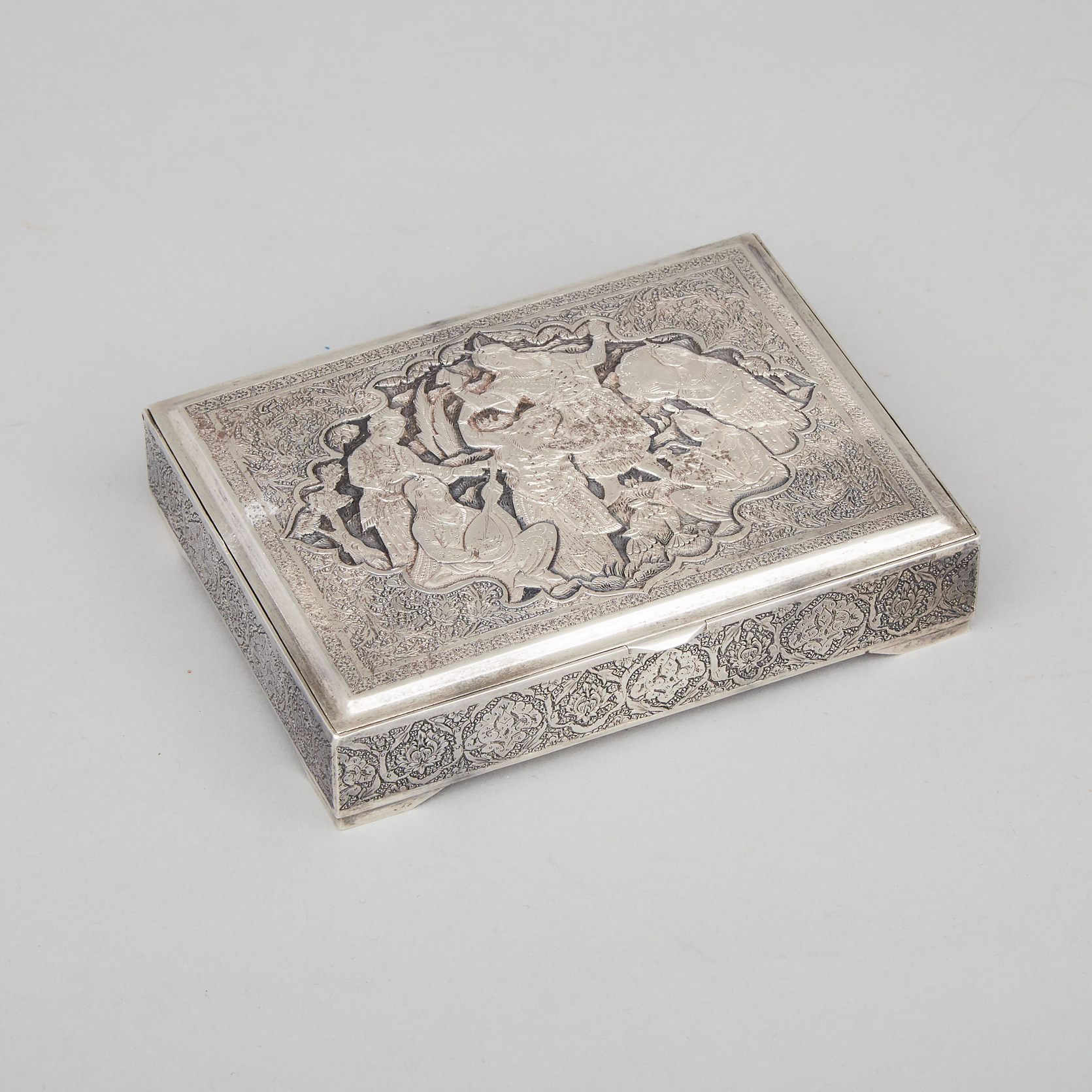 Middle-Eastern Silver Rectangular Box, 20th century