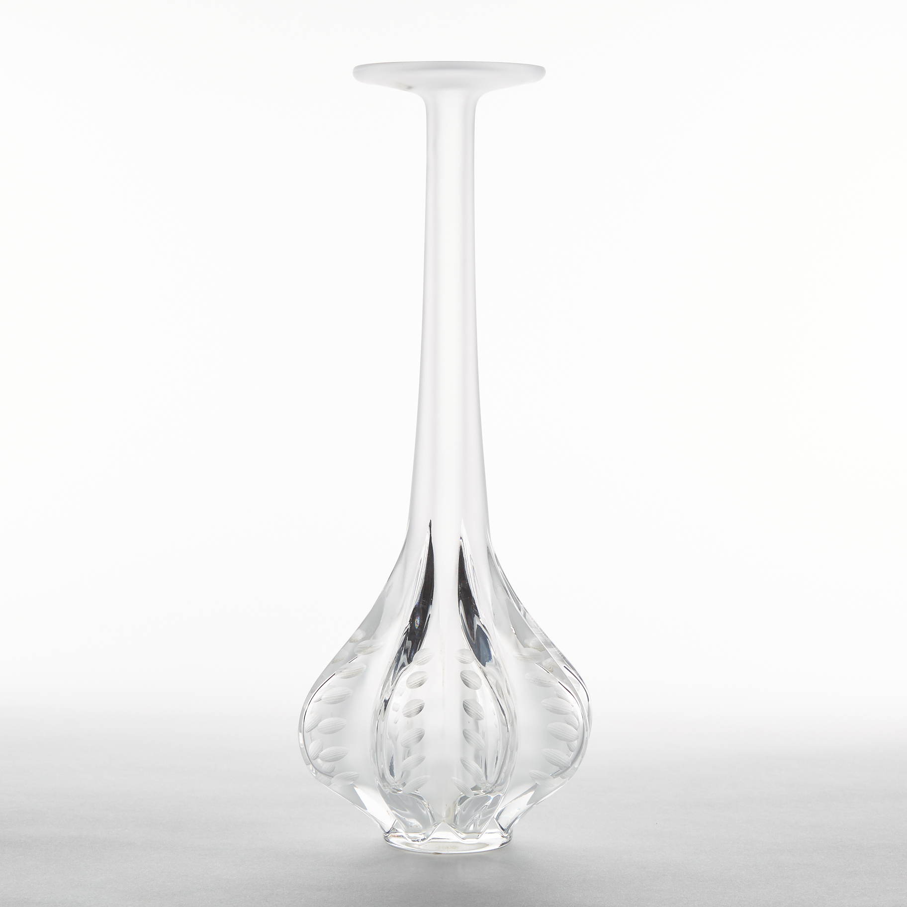 'Claude', Lalique Moulded and Partly Frosted Glass Vase, post-1978