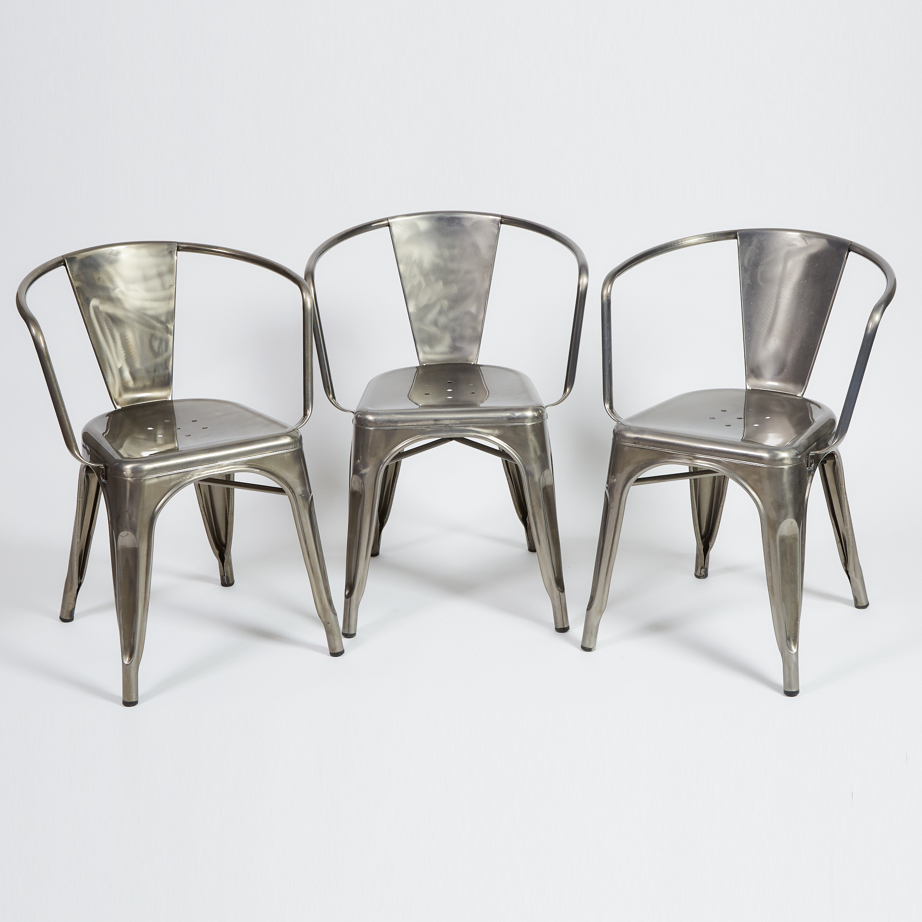 Set of Three Xavier Pauchard (1880-1948) Model A56 Open Armchairs, 20th century