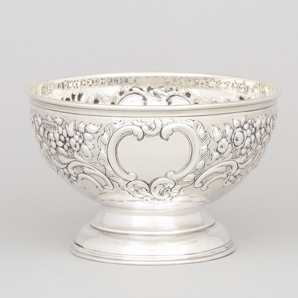 Edwardian Silver Repoussé Footed Bowl, George Nathan & Ridley Hayes, Chester, 1906