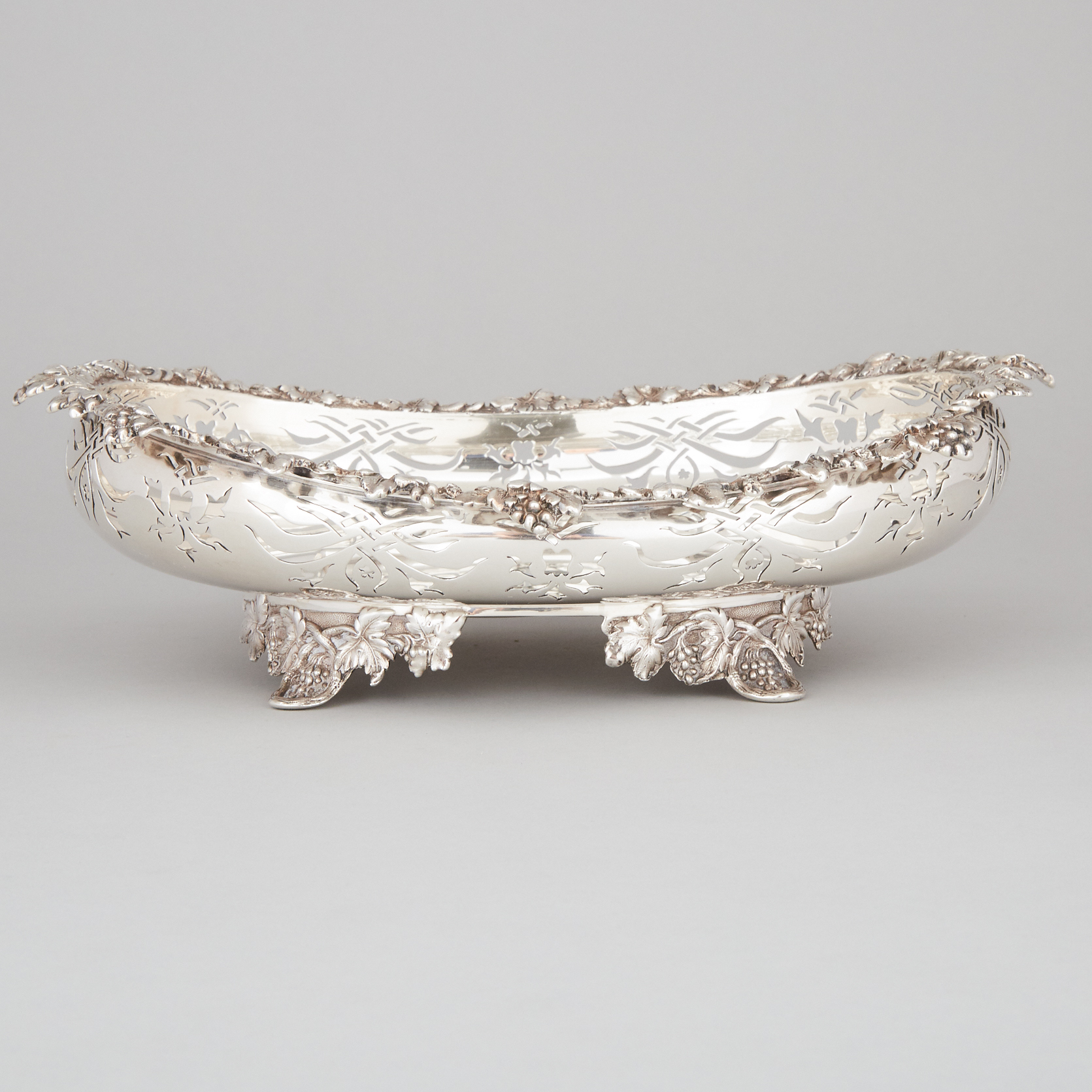 American Silver Pierced Oval Bowl, Tiffany & Co., New York, N.Y., c.1875-91