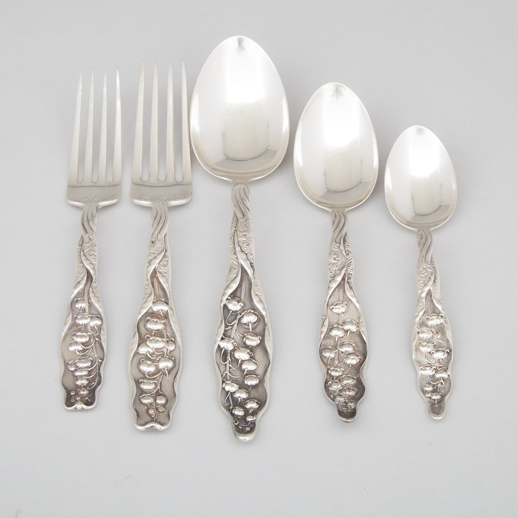 American Silver 'Lily of the Valley' Pattern Flatware, Whiting Mfg. Co., New York, N.Y., early 20th century