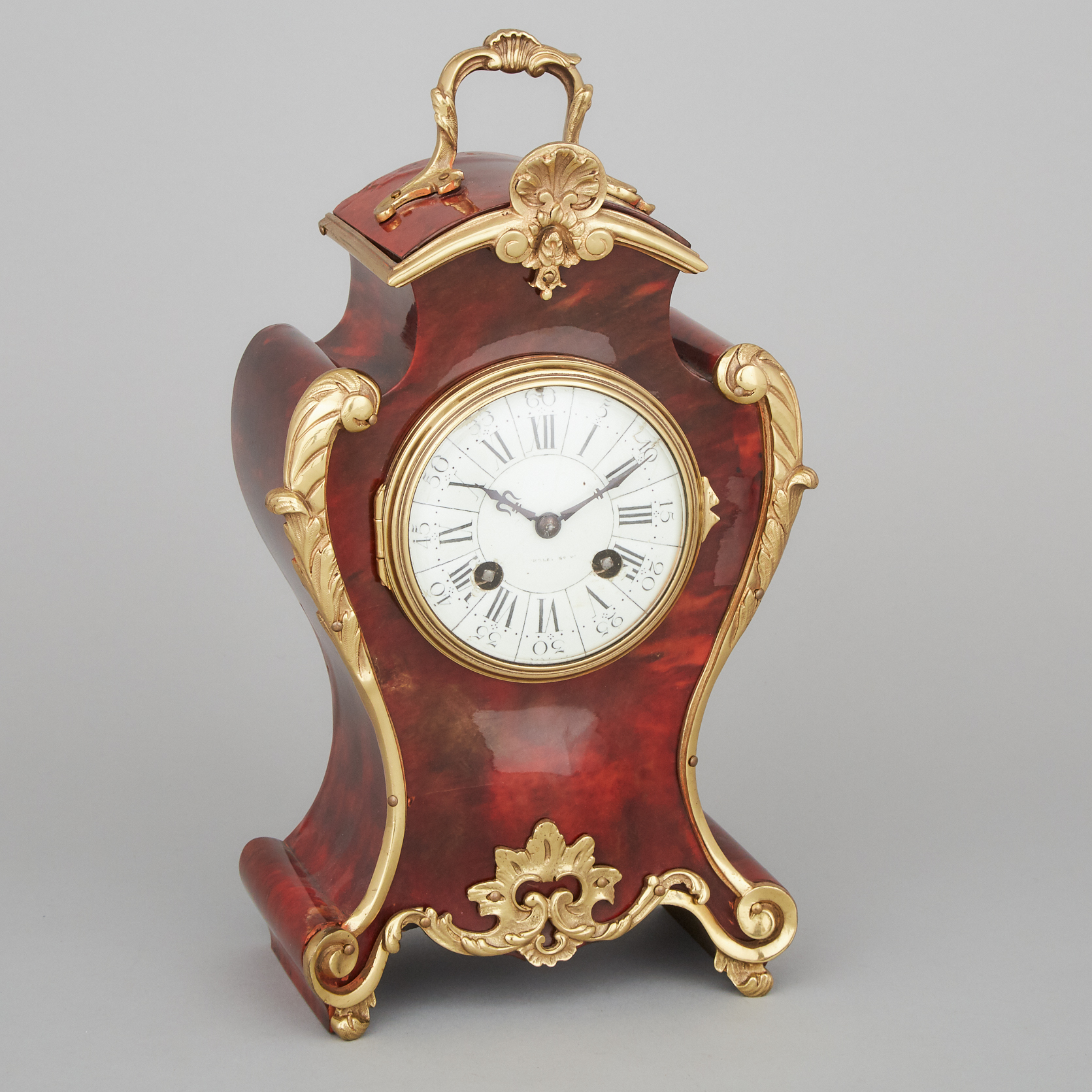 French Ormolu Mounted Tortoiseshell Veneered Bracket Clock, c.1900