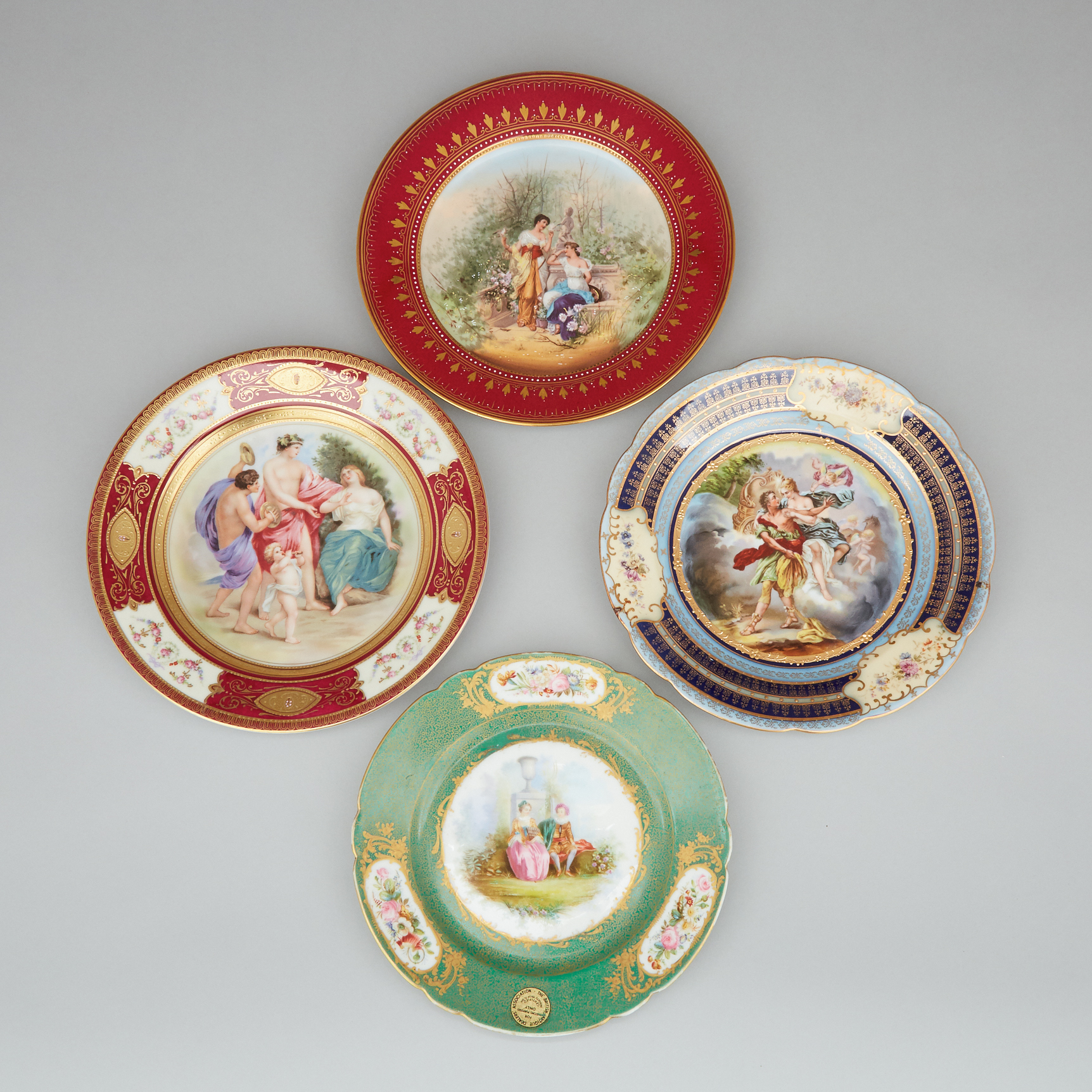 Four Continental Porcelain Cabinet Plates, c.1900