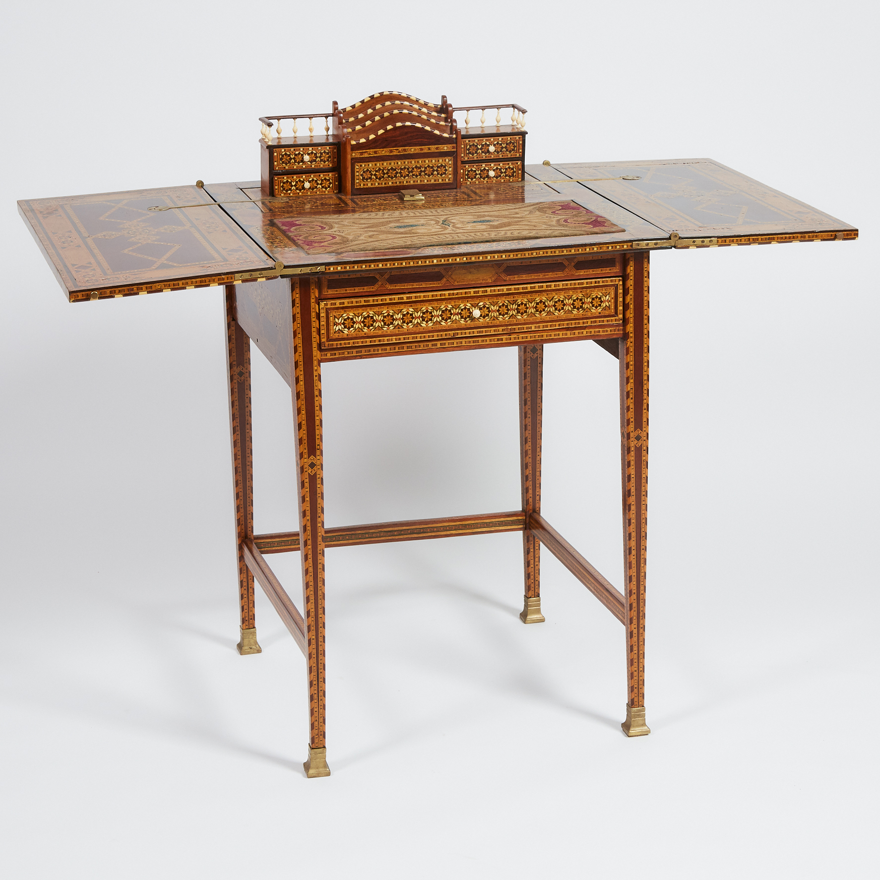 Syrian Bone and Exotic Mixed Wood Parquetry Writing Desk, early 20th century