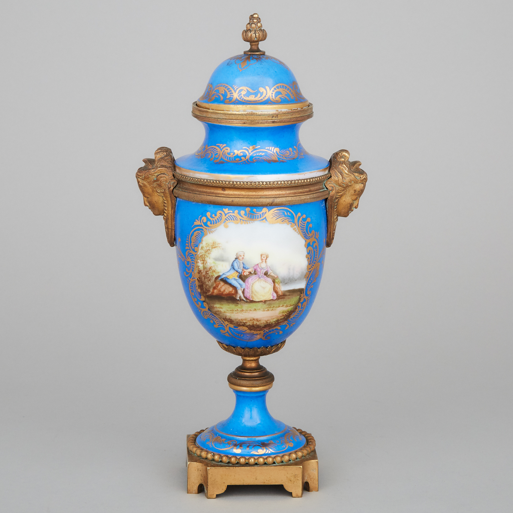'Sèvres' Blue Ground Covered Urn, c.1900